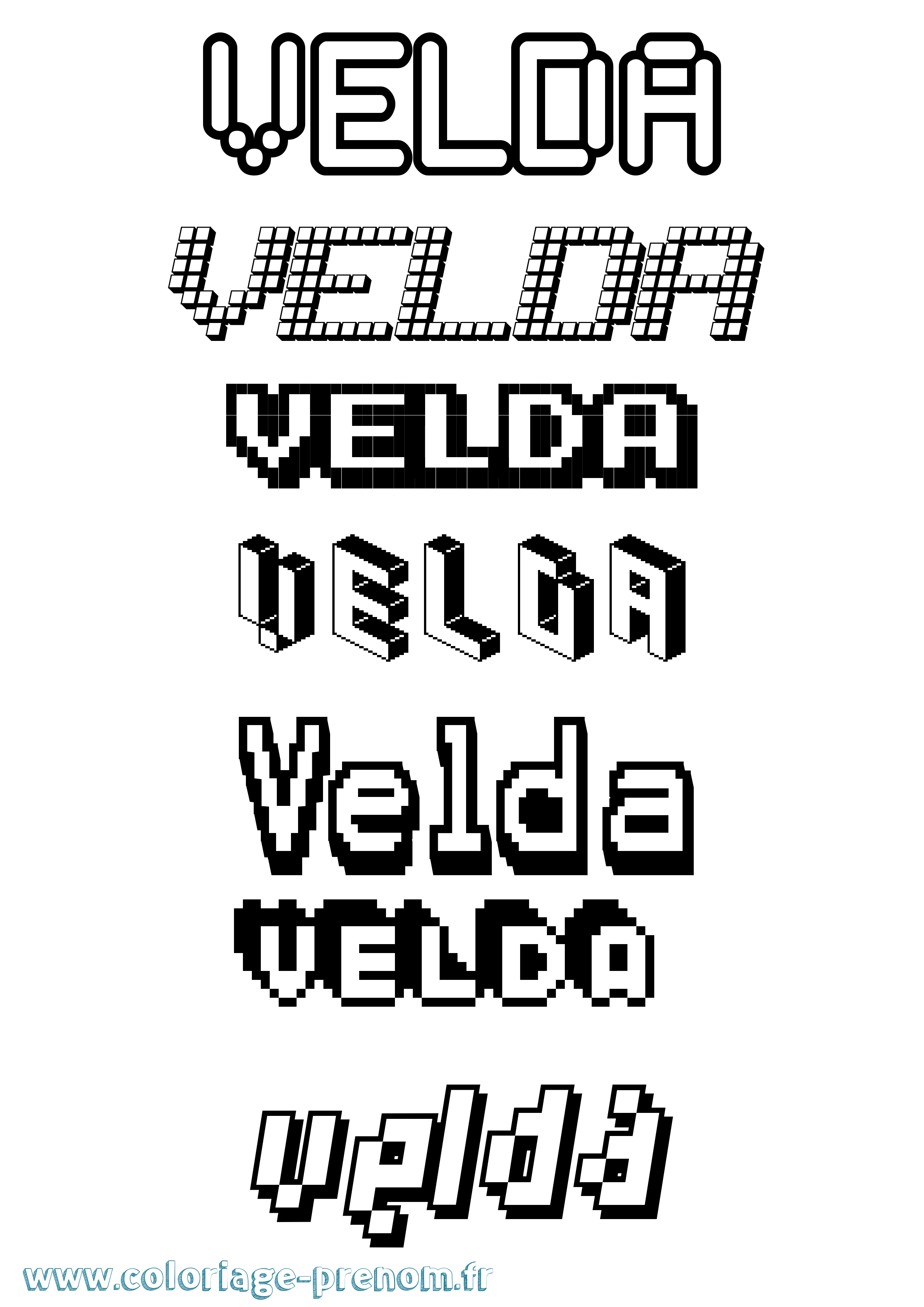 Coloriage Velda Pixel Coloriage prénom Velda Pixel