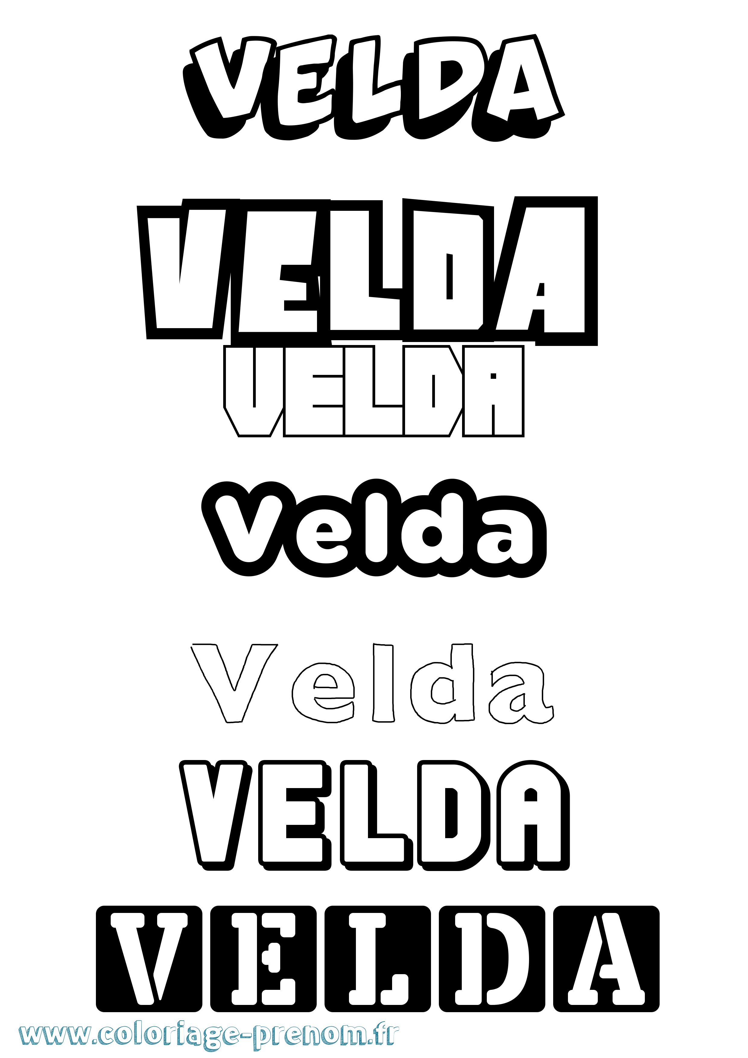 Coloriage prénom Velda Simple