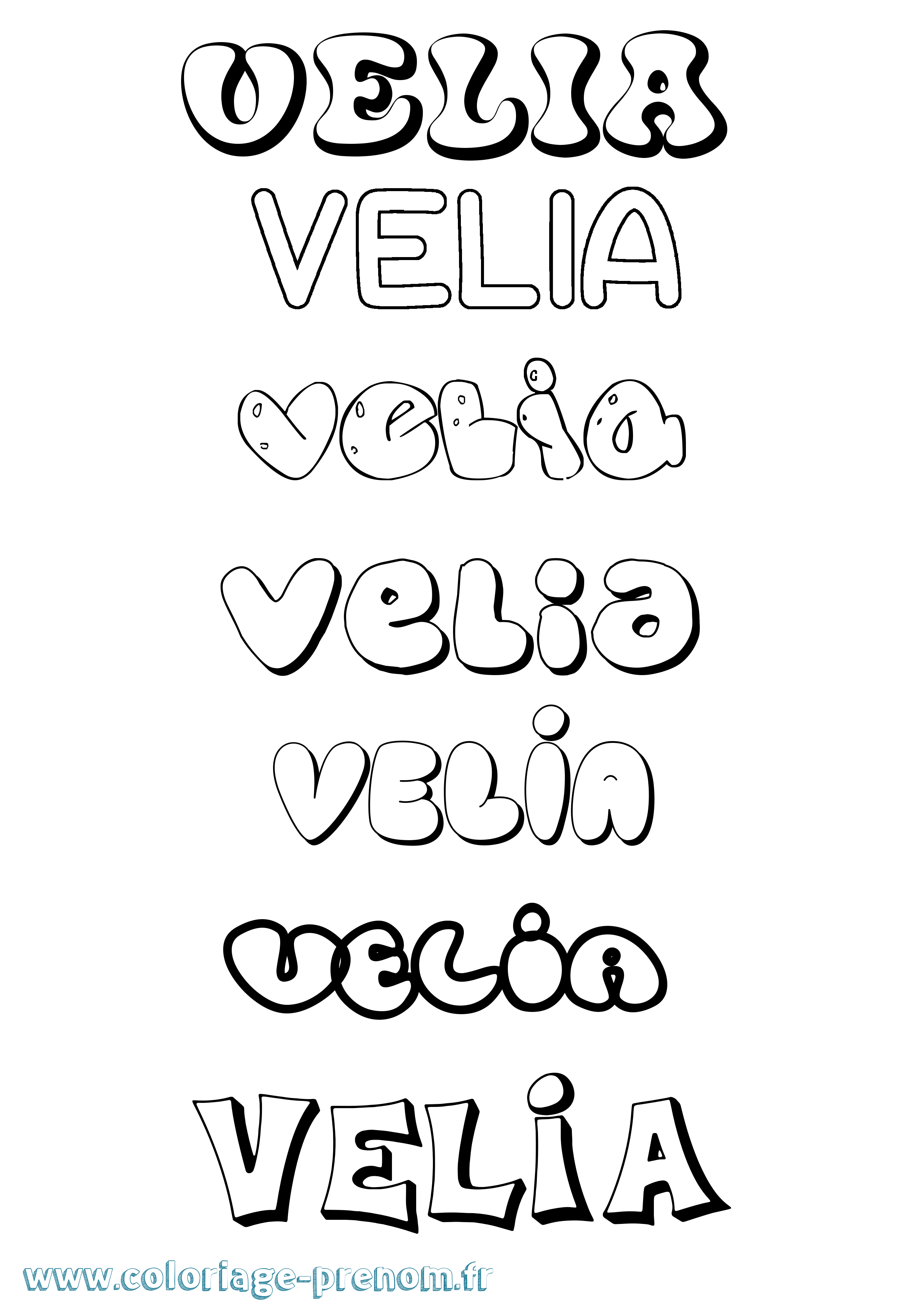 Coloriage Velia Bubble Coloriage prénom Velia Bubble