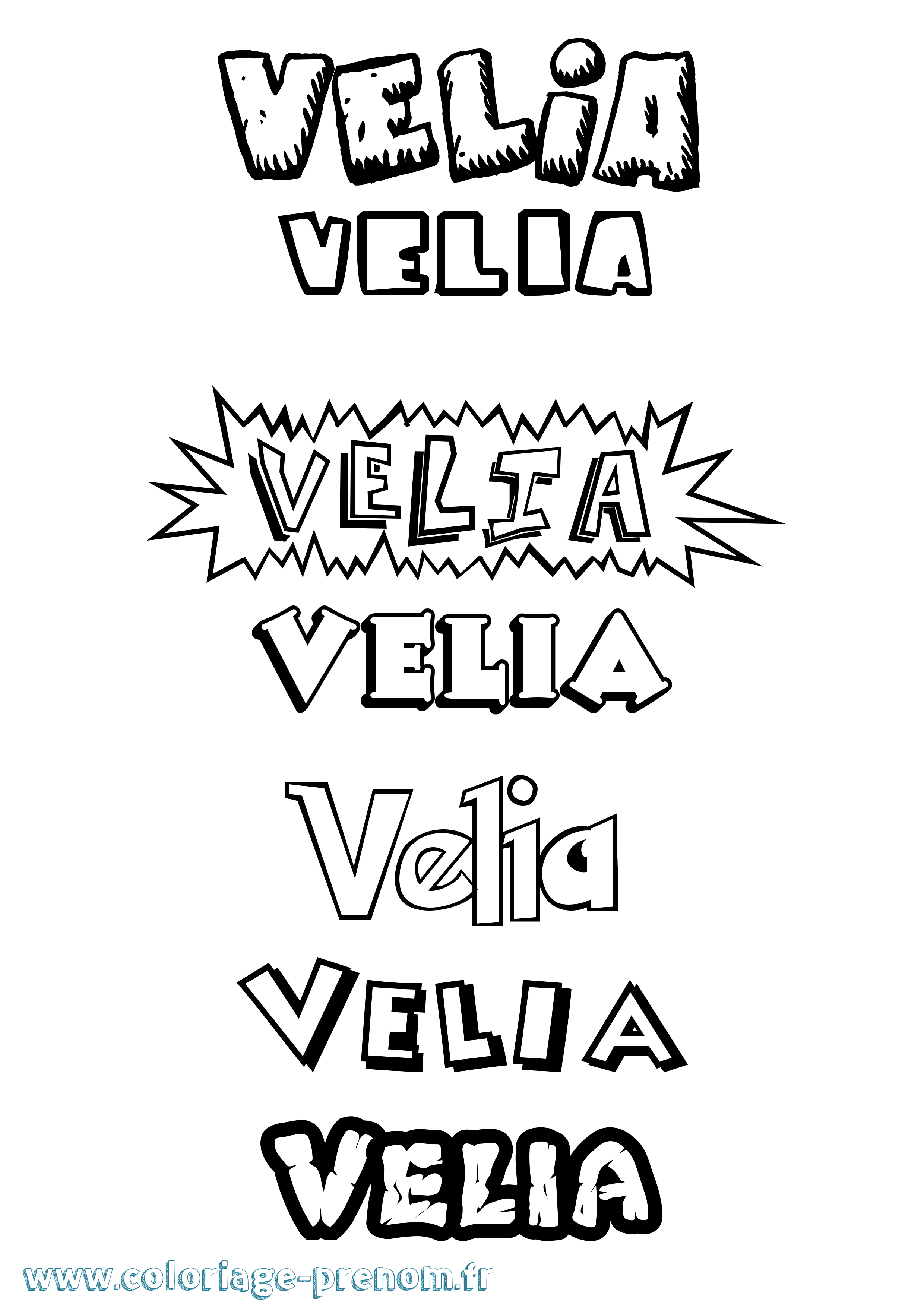 Coloriage Velia Dessin Animé Coloriage prénom Velia Dessin Animé