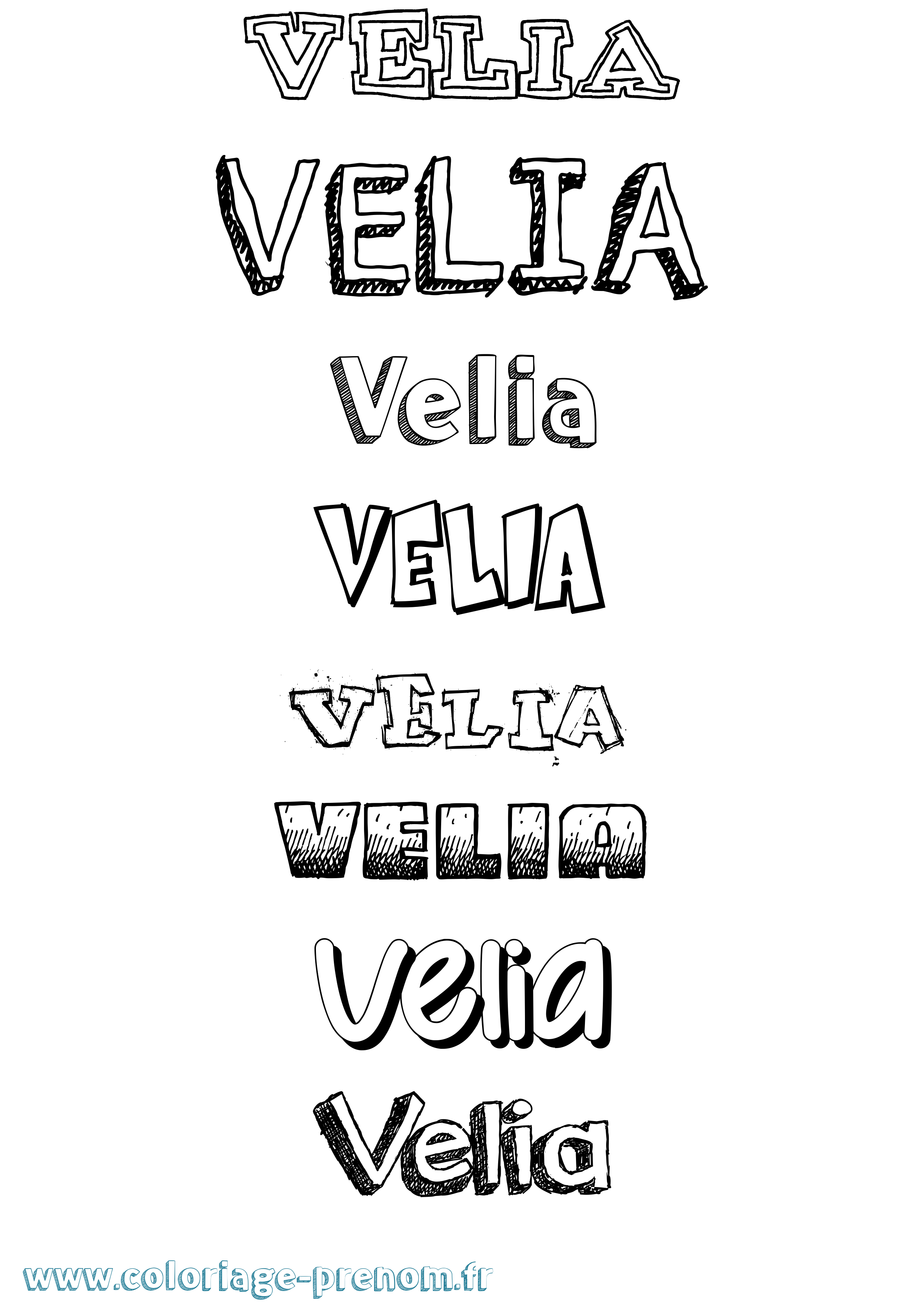 Coloriage Velia Dessiné Coloriage prénom Velia Dessiné