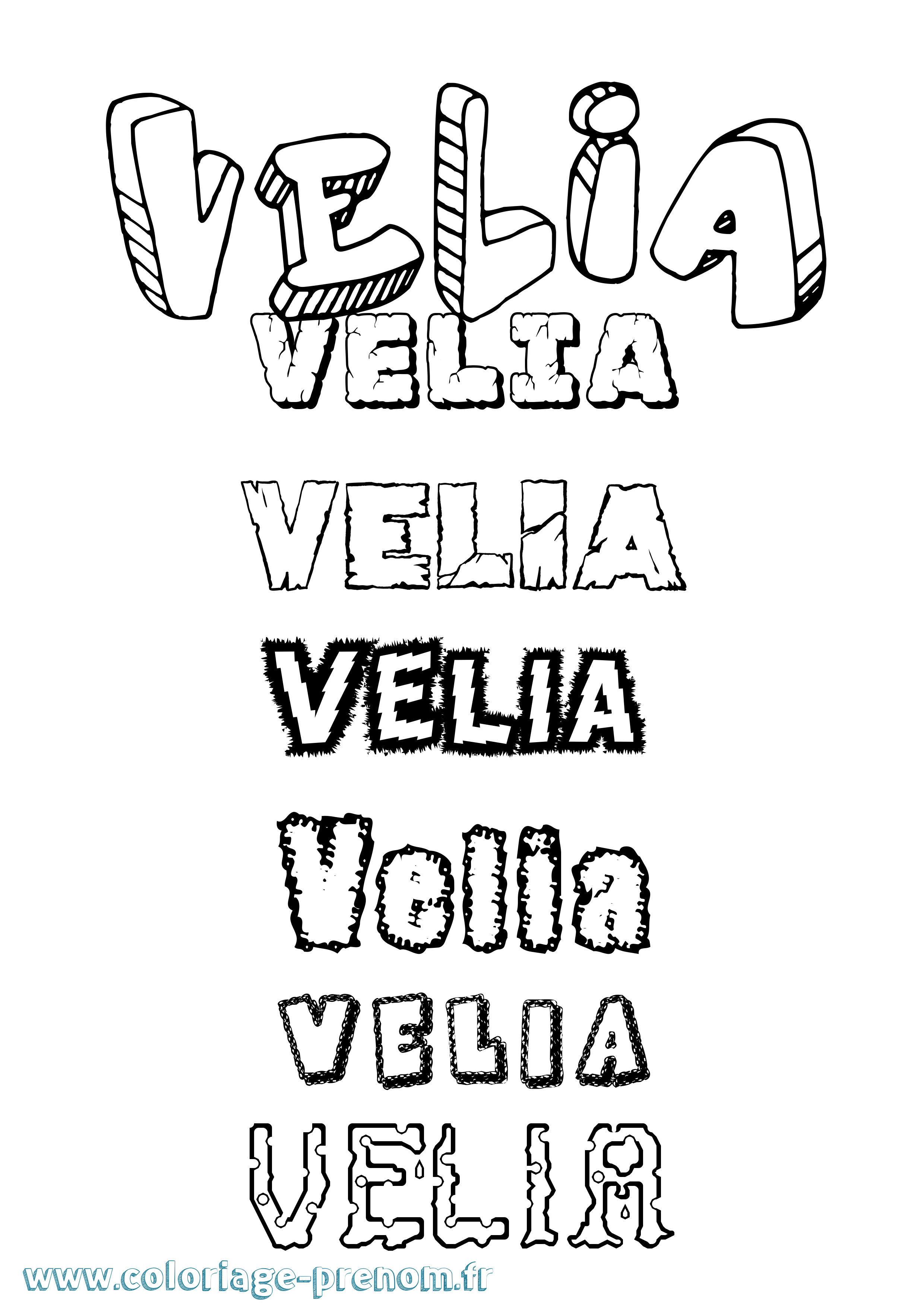 Coloriage Velia Destructuré Coloriage prénom Velia Destructuré