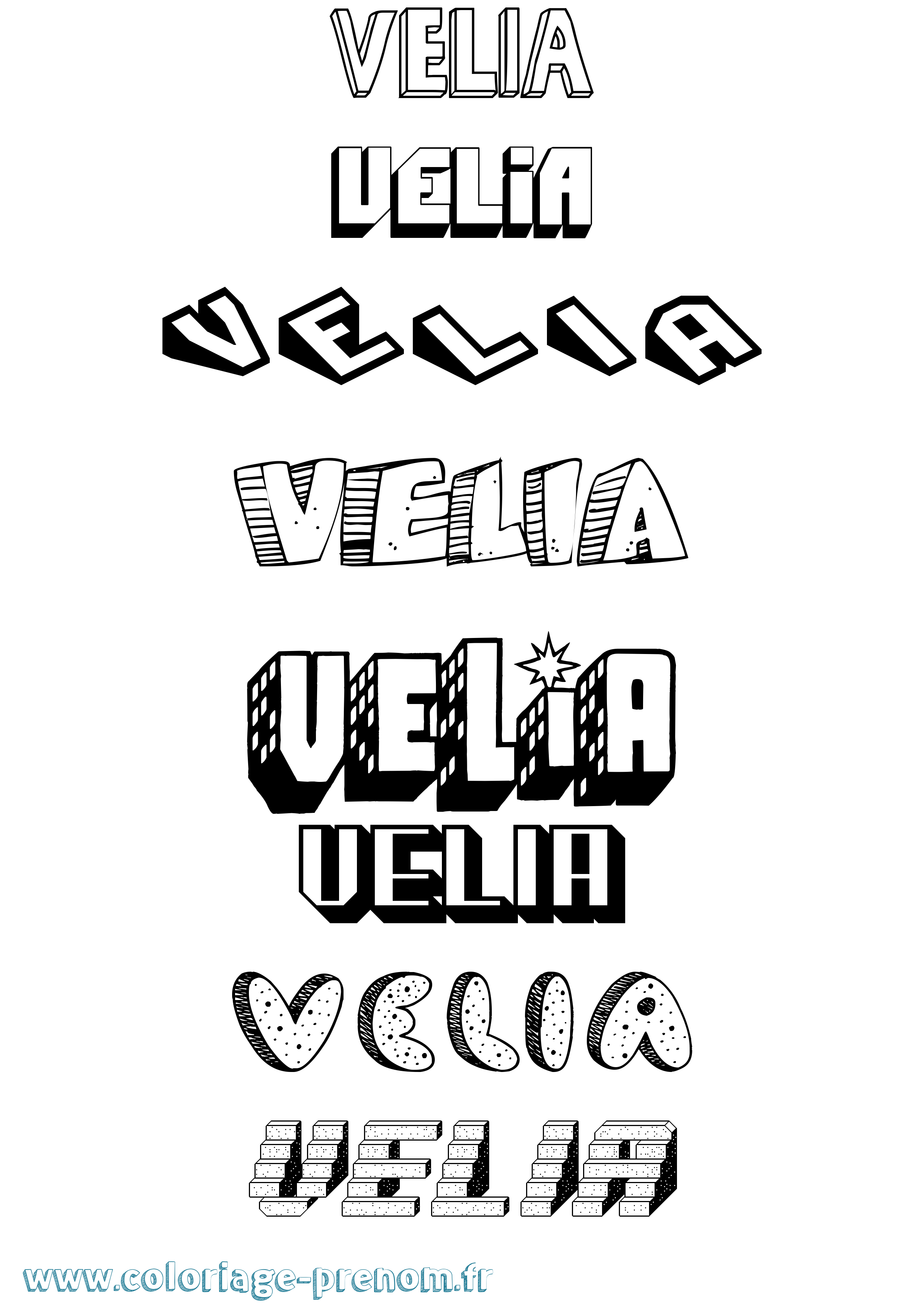 Coloriage Velia Effet 3D Coloriage prénom Velia Effet 3D