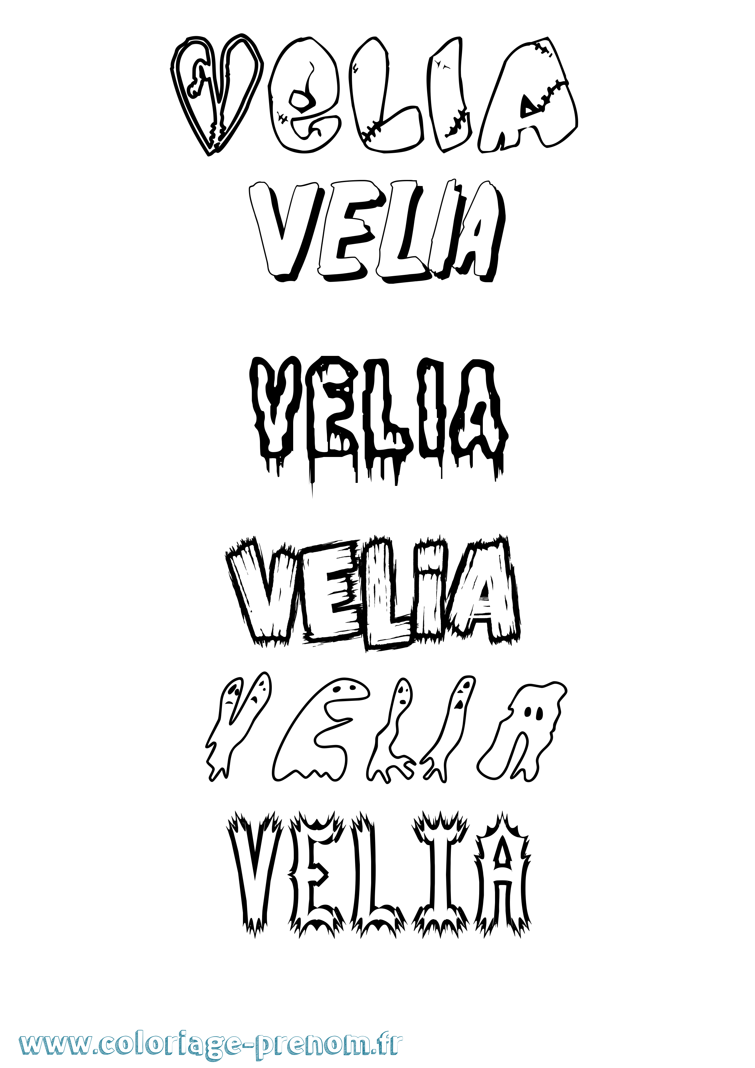 Coloriage Velia Frisson Coloriage prénom Velia Frisson