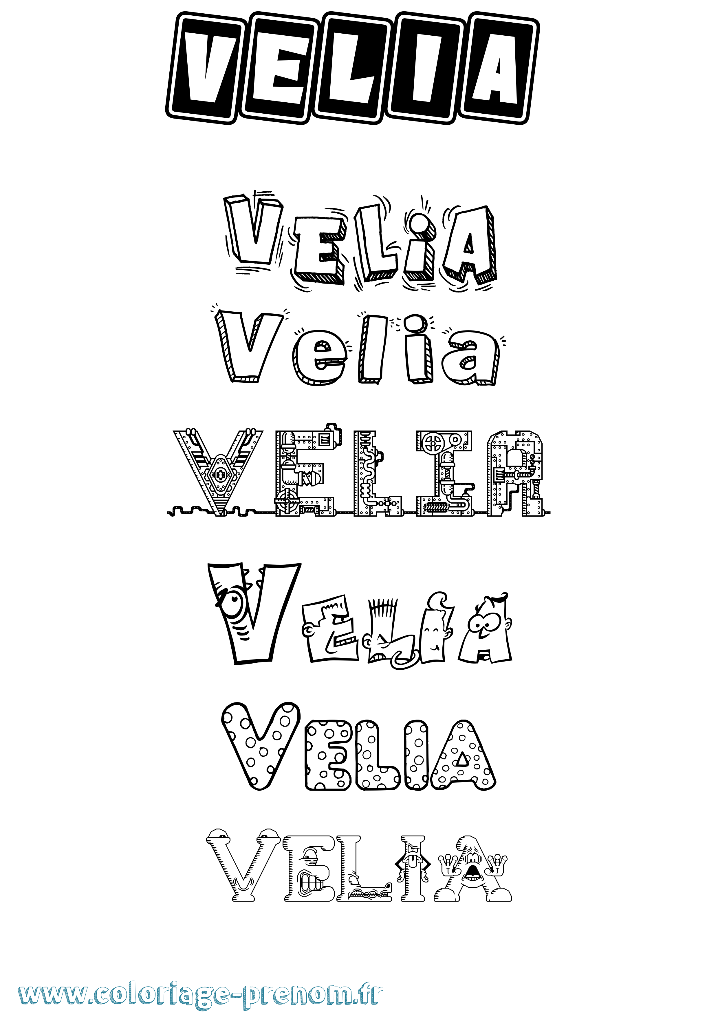 Coloriage Velia Fun Coloriage prénom Velia Fun