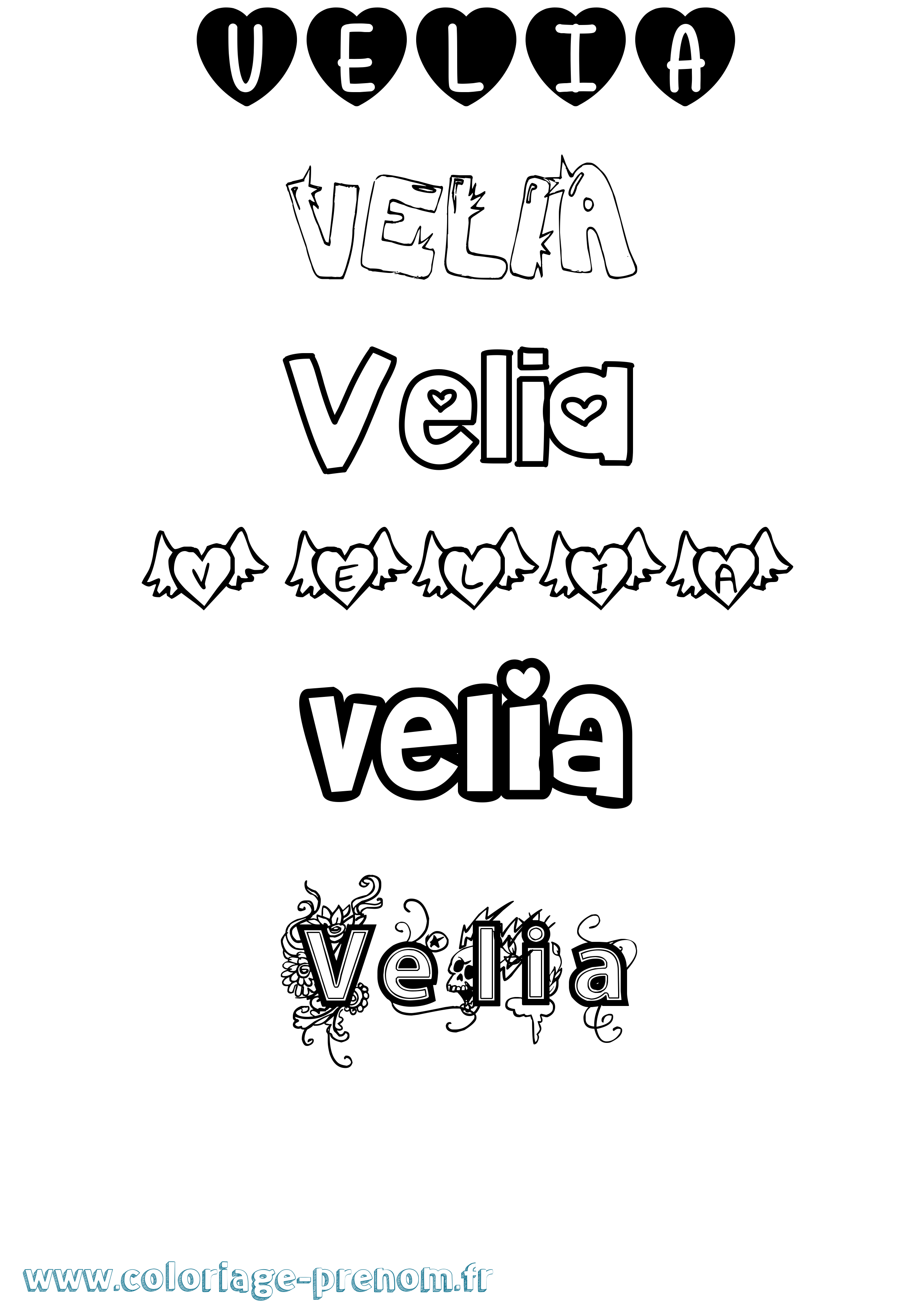 Coloriage Velia Girly Coloriage prénom Velia Girly