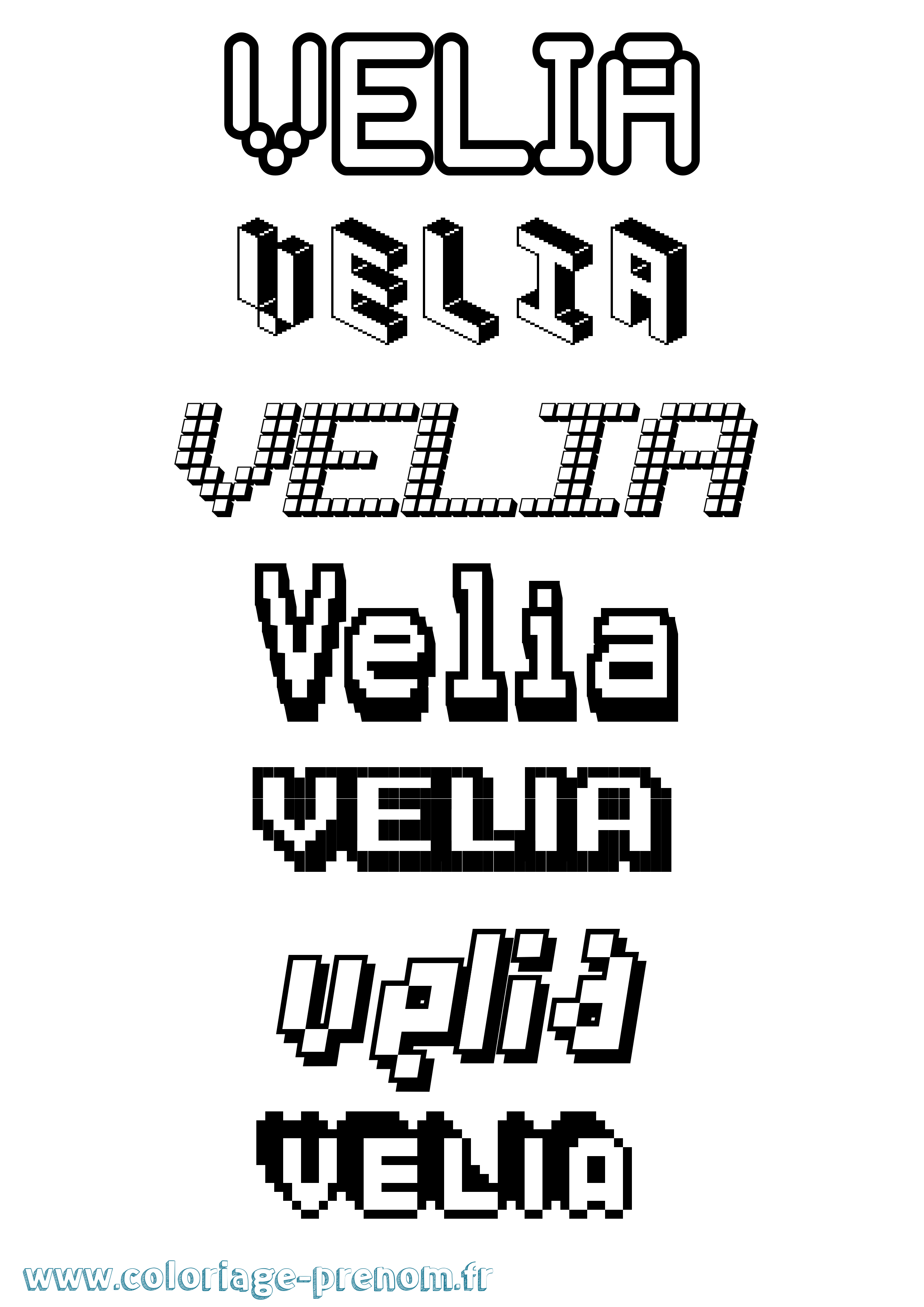 Coloriage Velia Pixel Coloriage prénom Velia Pixel