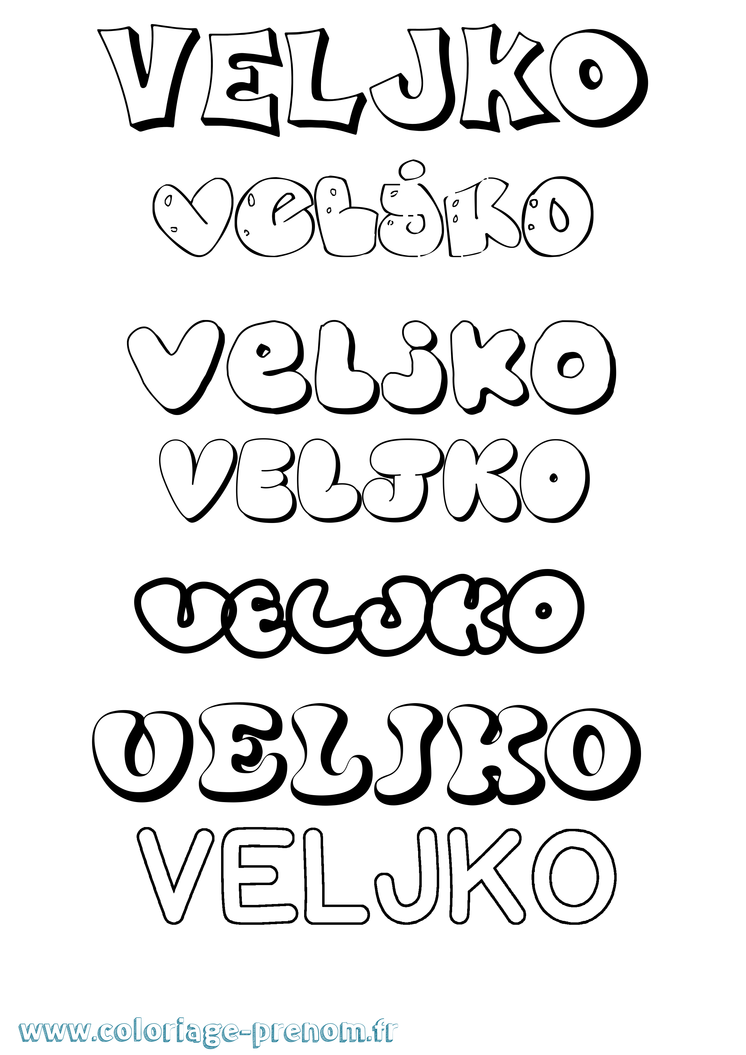 Coloriage Veljko Bubble Coloriage prénom Veljko Bubble