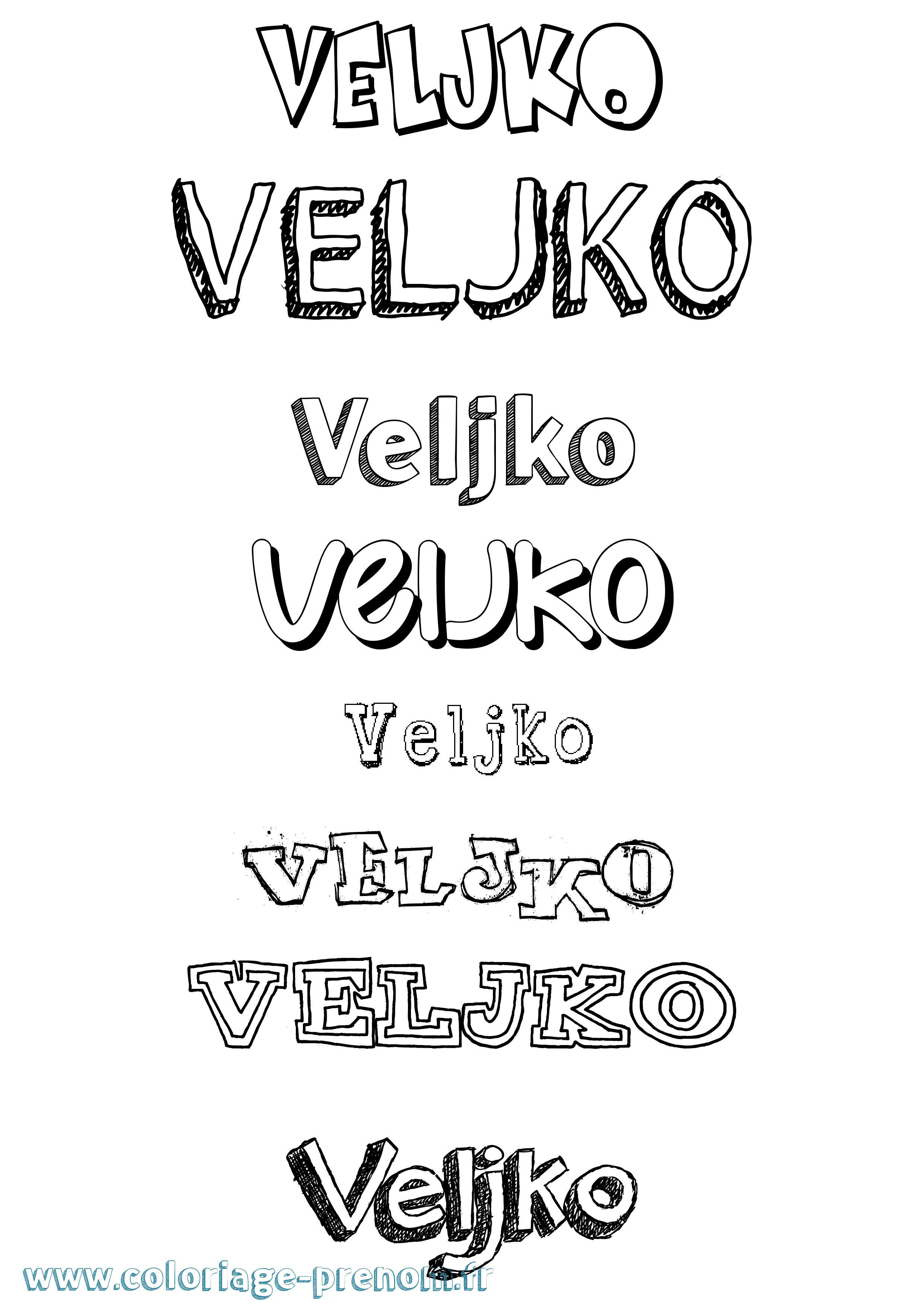 Coloriage Veljko Dessiné Coloriage prénom Veljko Dessiné