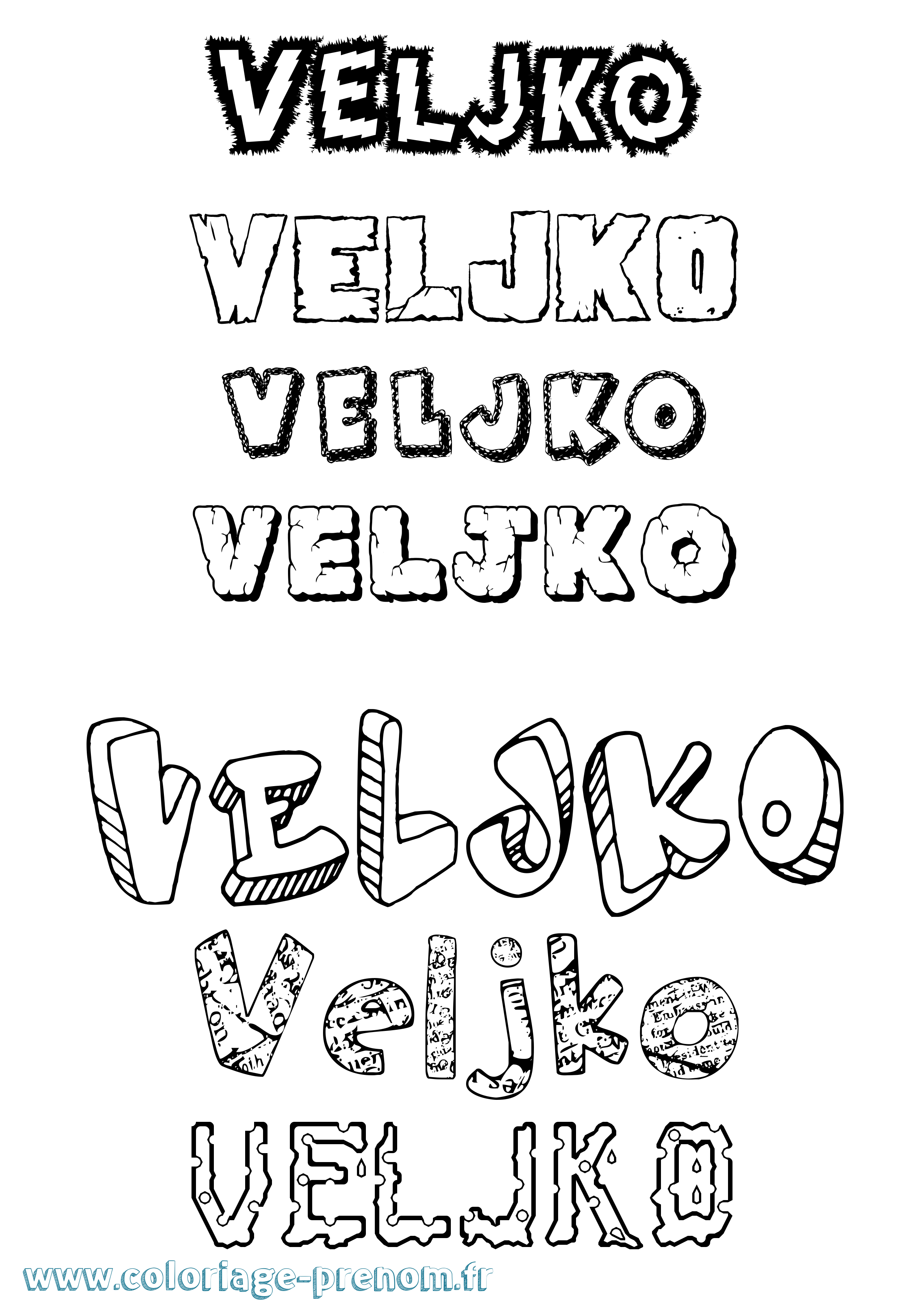 Coloriage Veljko Destructuré Coloriage prénom Veljko Destructuré