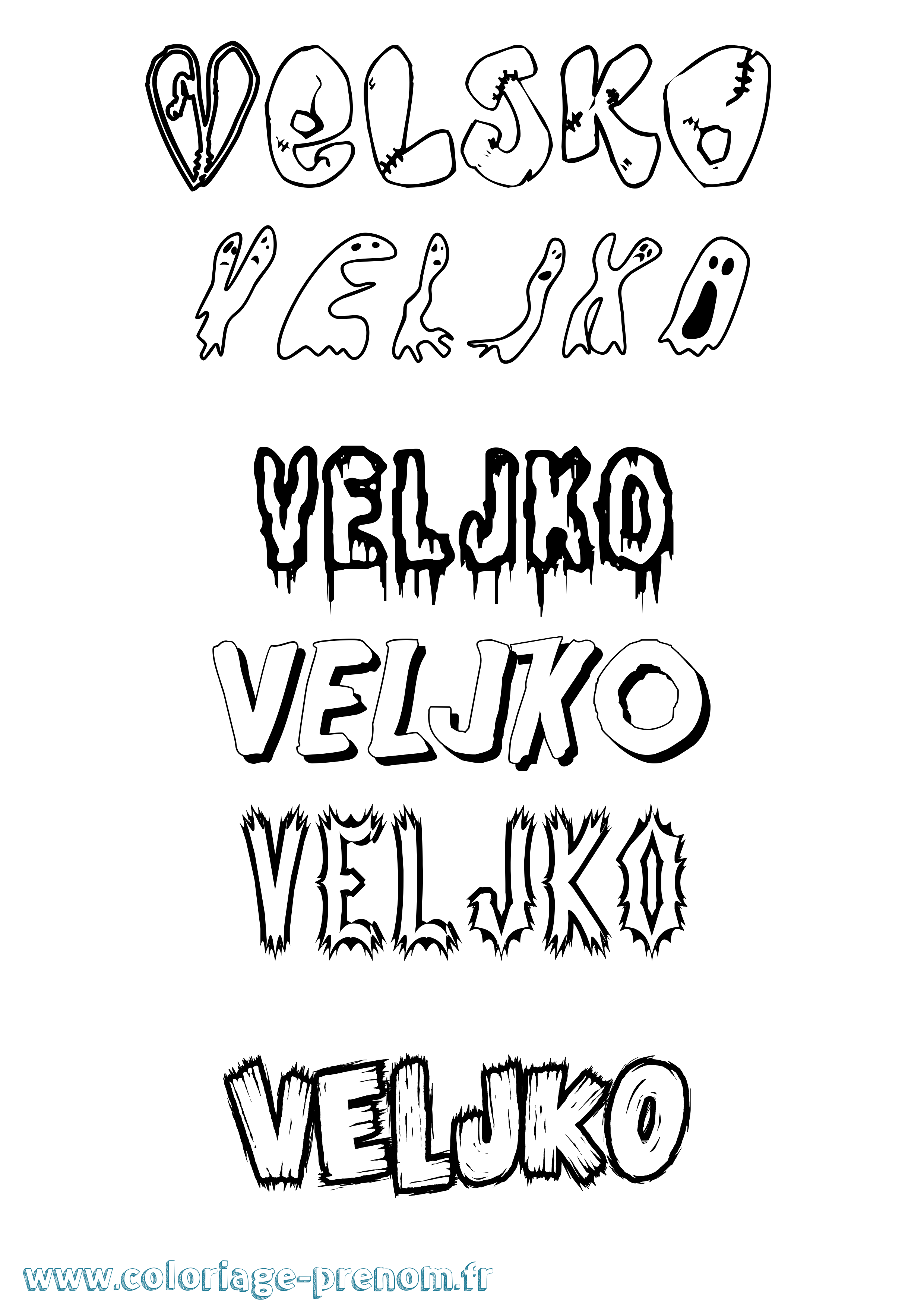 Coloriage Veljko Frisson Coloriage prénom Veljko Frisson