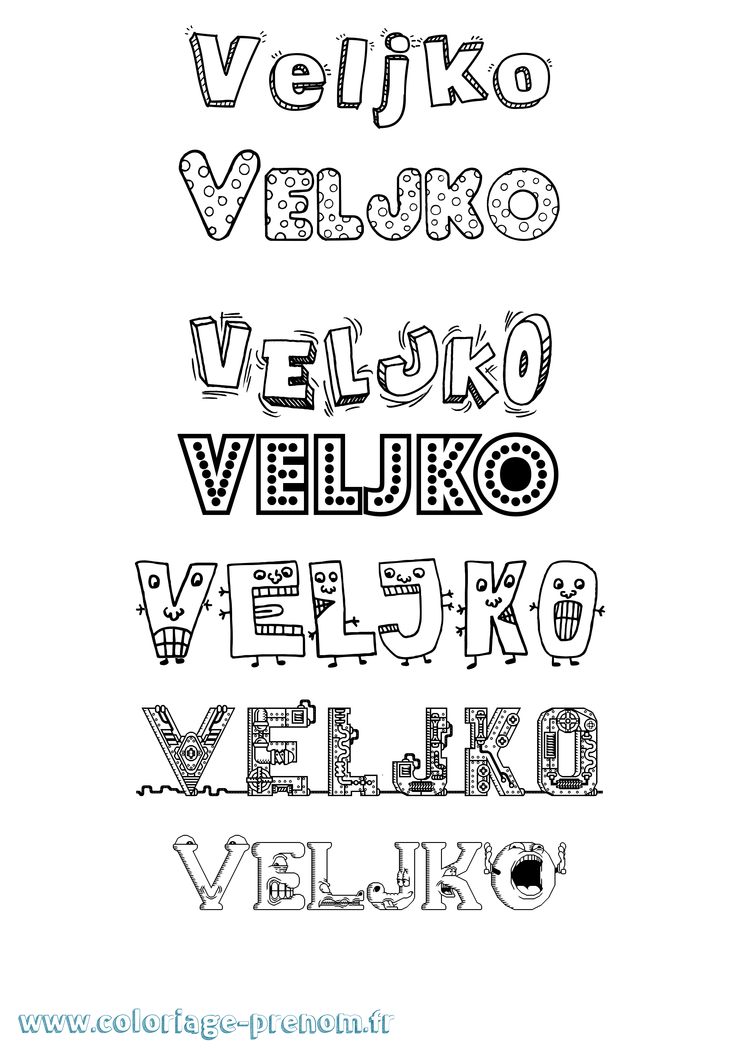 Coloriage Veljko Fun Coloriage prénom Veljko Fun