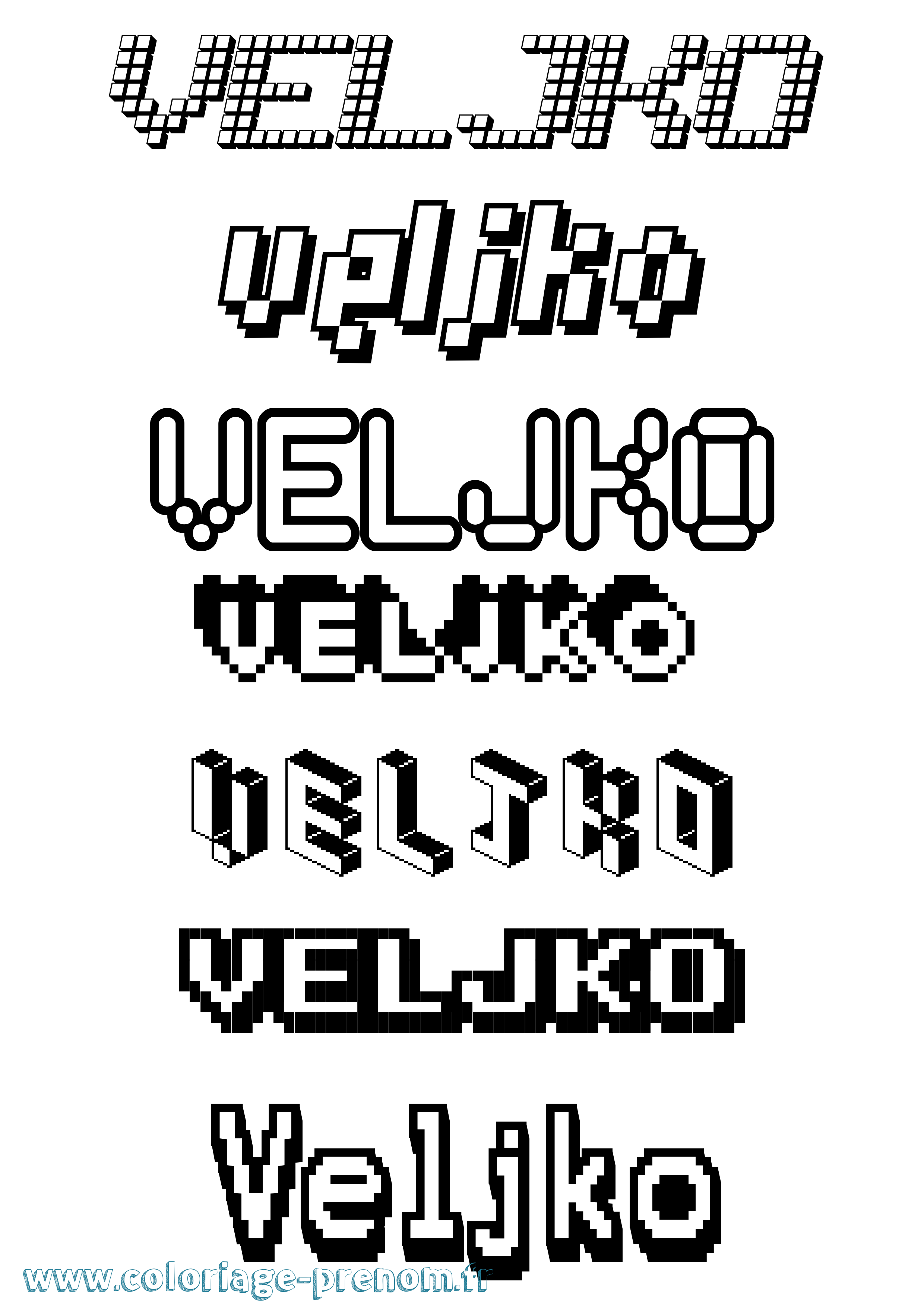 Coloriage Veljko Pixel Coloriage prénom Veljko Pixel