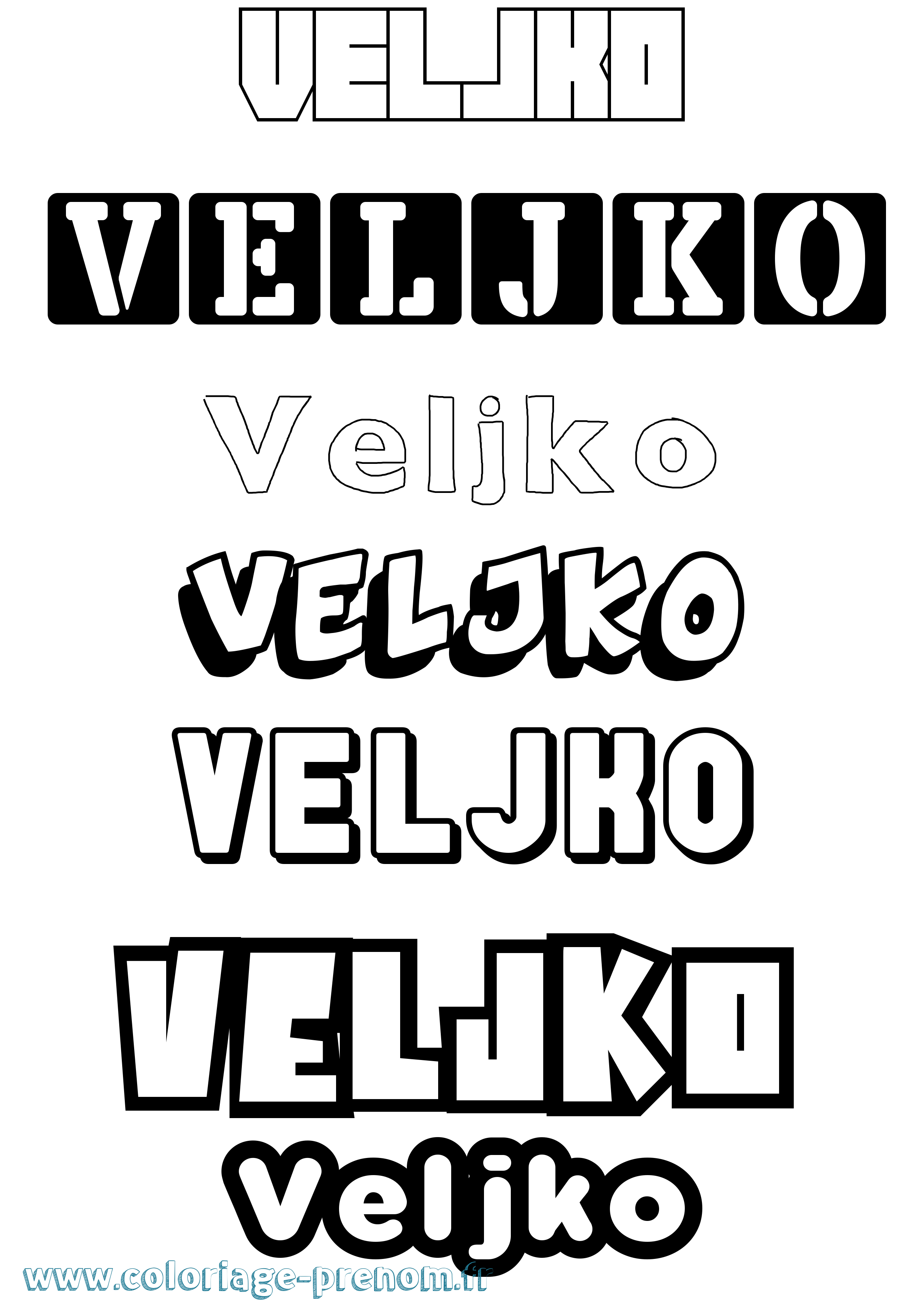Coloriage Veljko Simple Coloriage prénom Veljko Simple