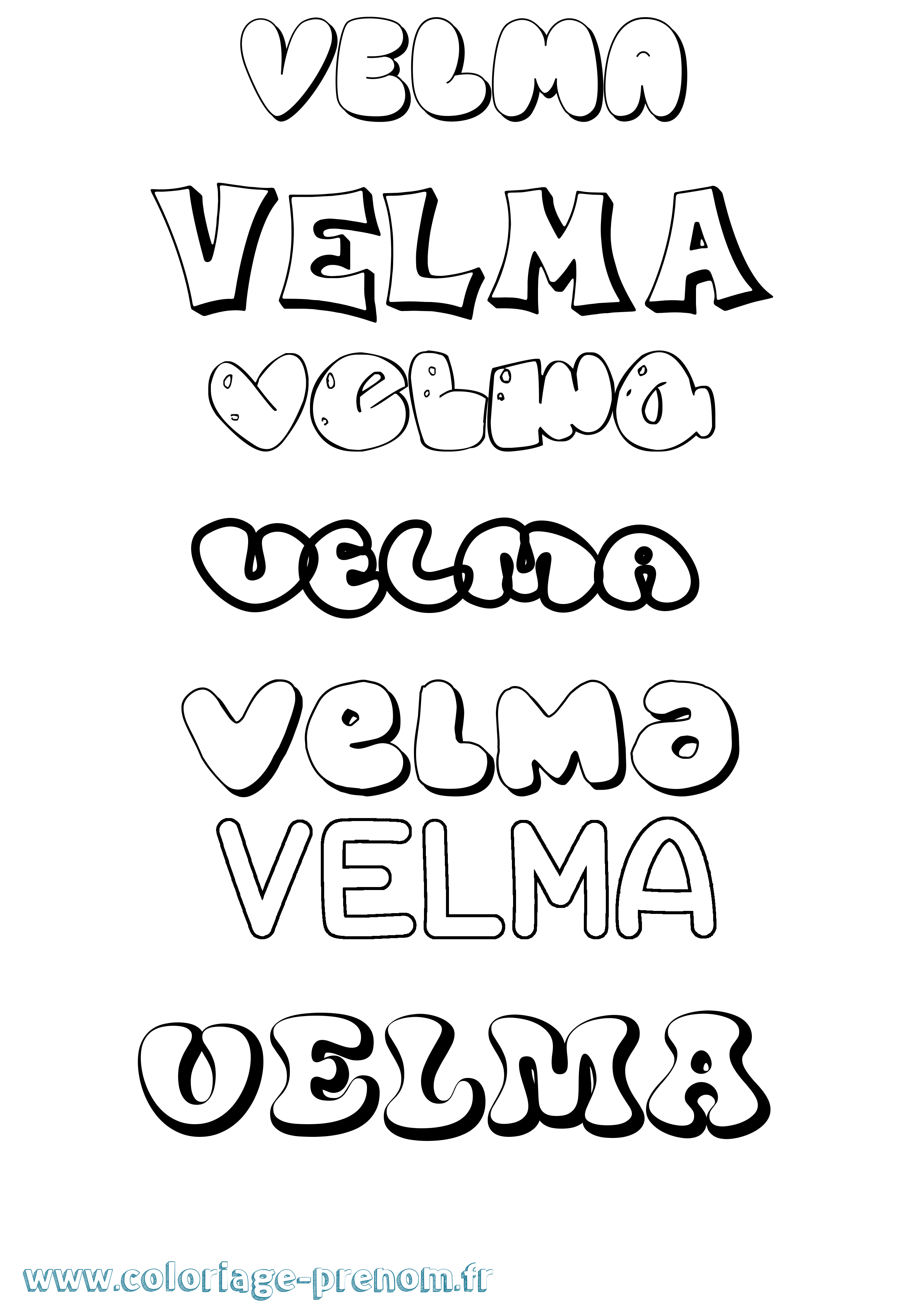 Coloriage Velma Bubble Coloriage prénom Velma Bubble