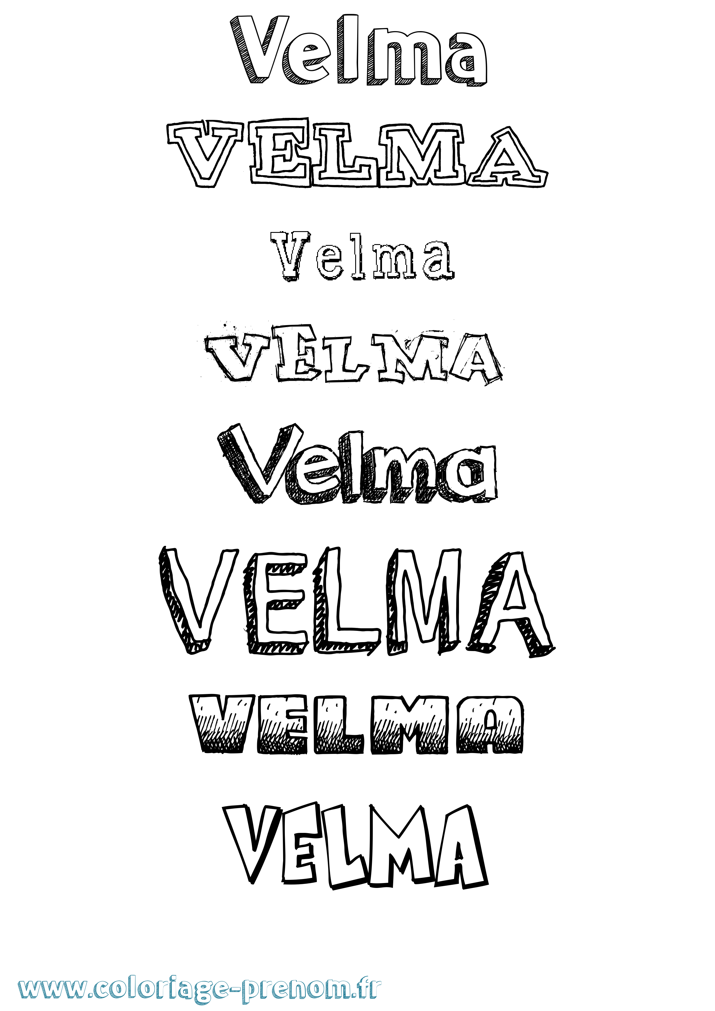 Coloriage Velma Dessiné Coloriage prénom Velma Dessiné