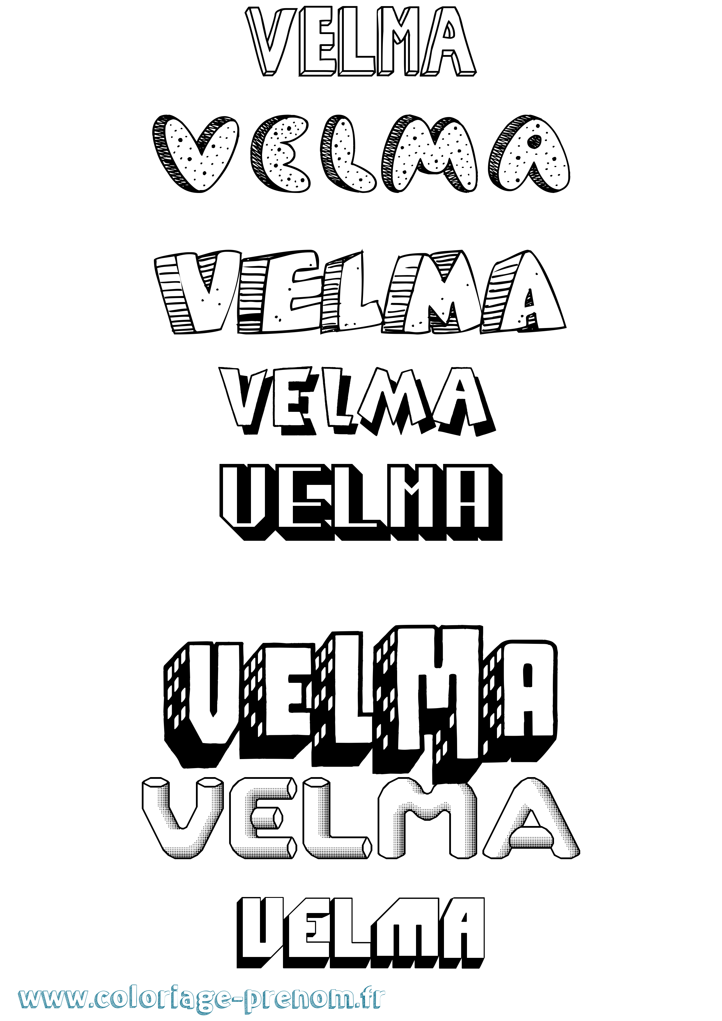 Coloriage Velma Effet 3D Coloriage prénom Velma Effet 3D