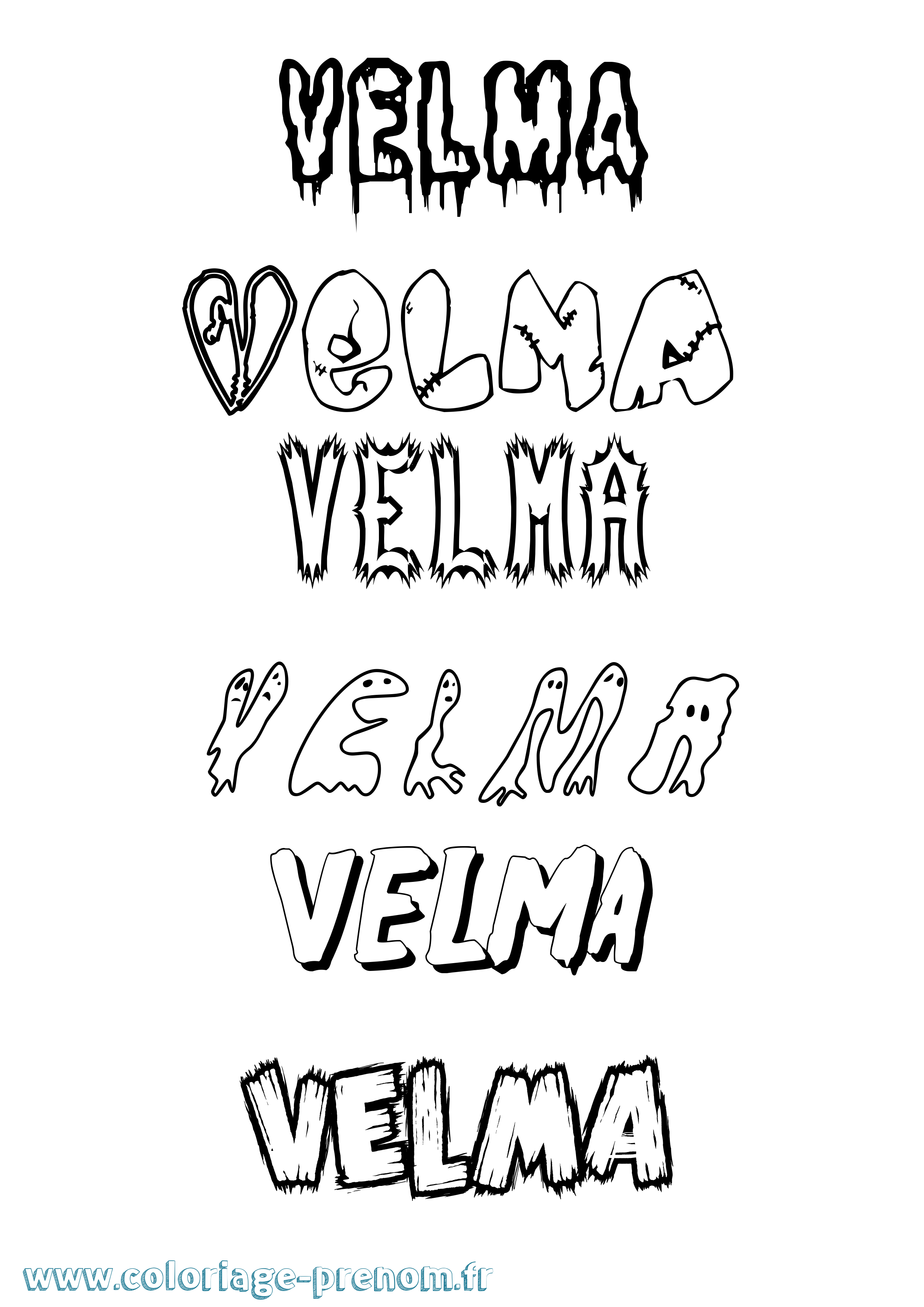 Coloriage Velma Frisson Coloriage prénom Velma Frisson