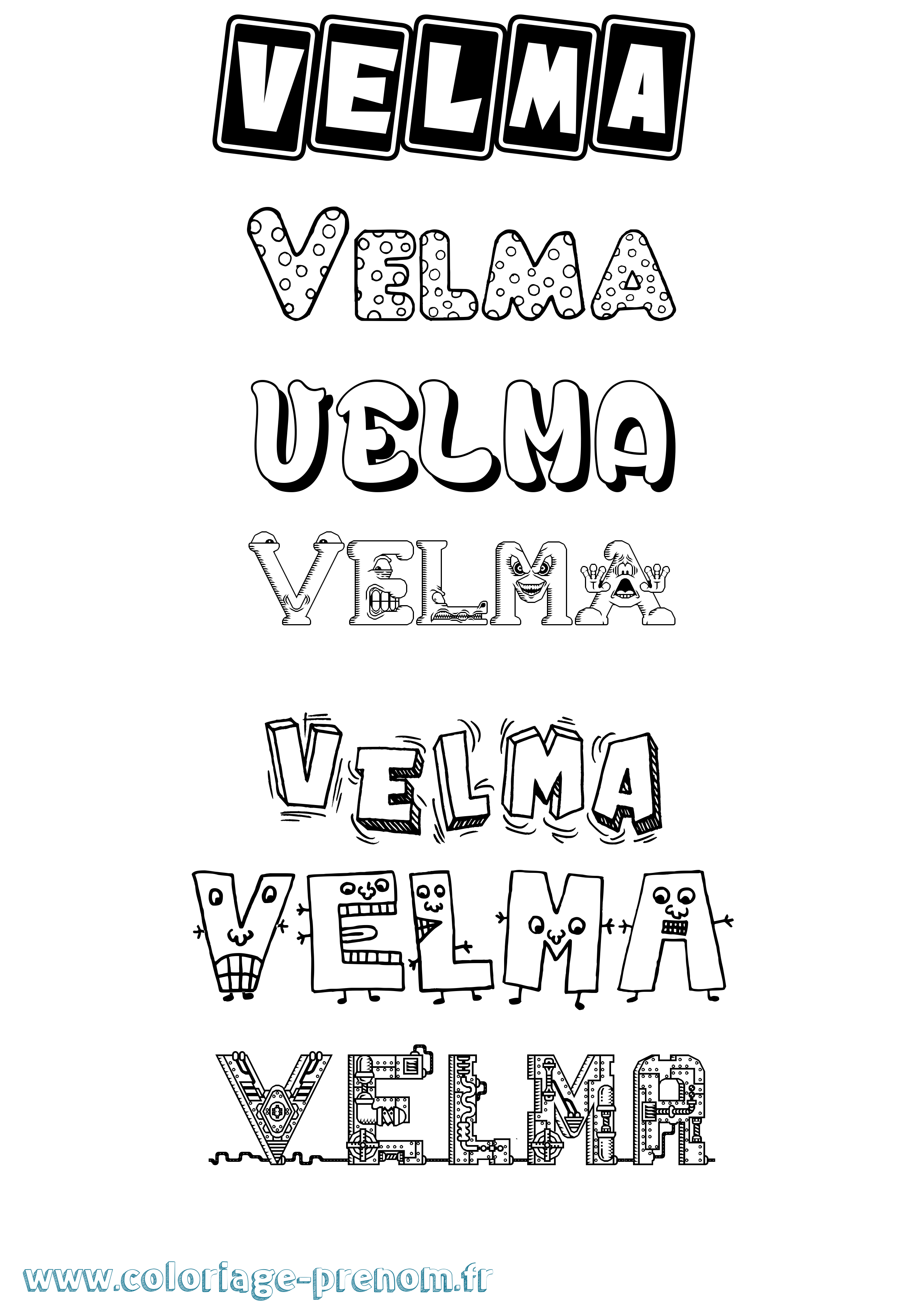 Coloriage Velma Fun Coloriage prénom Velma Fun
