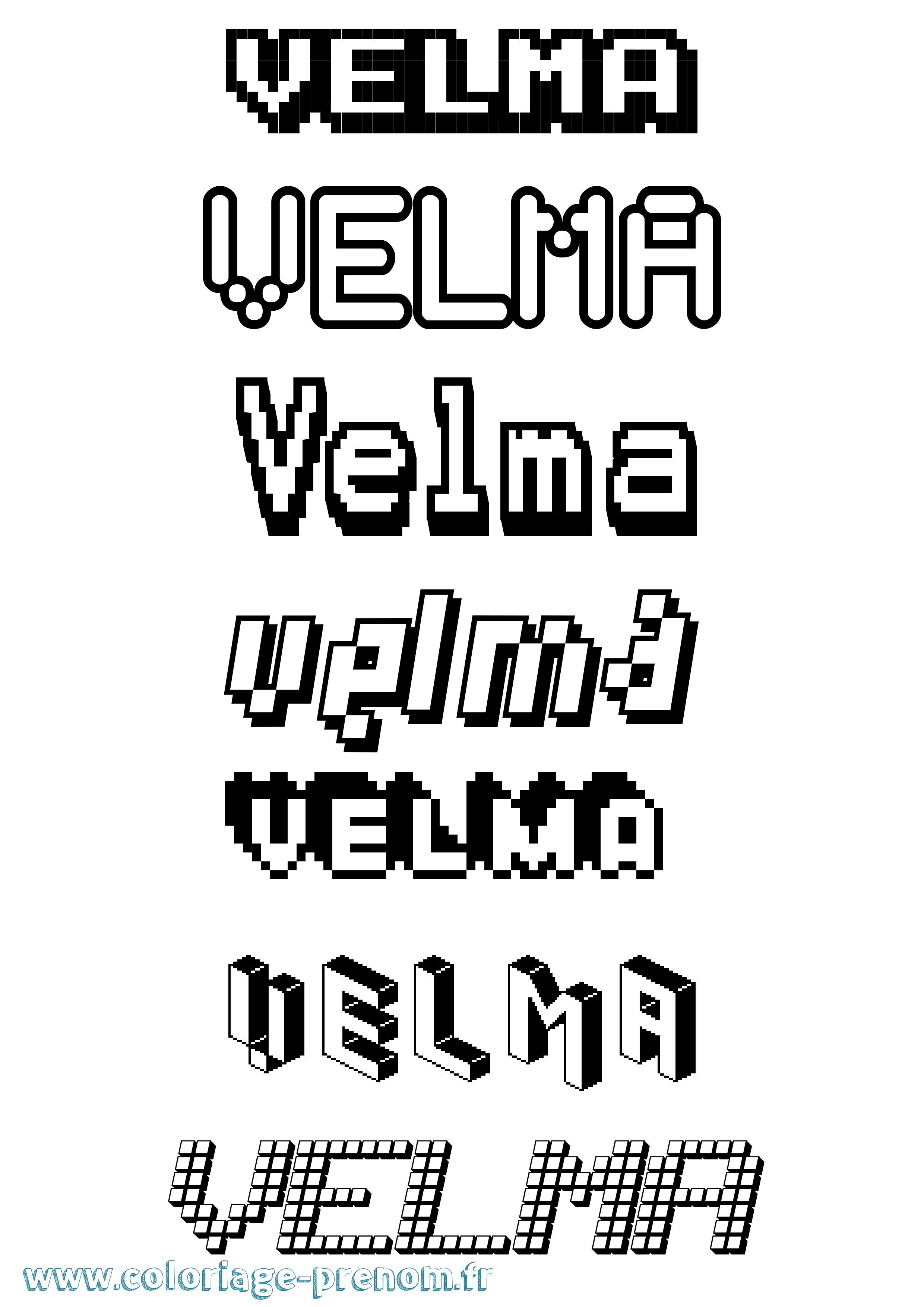 Coloriage Velma Pixel Coloriage prénom Velma Pixel