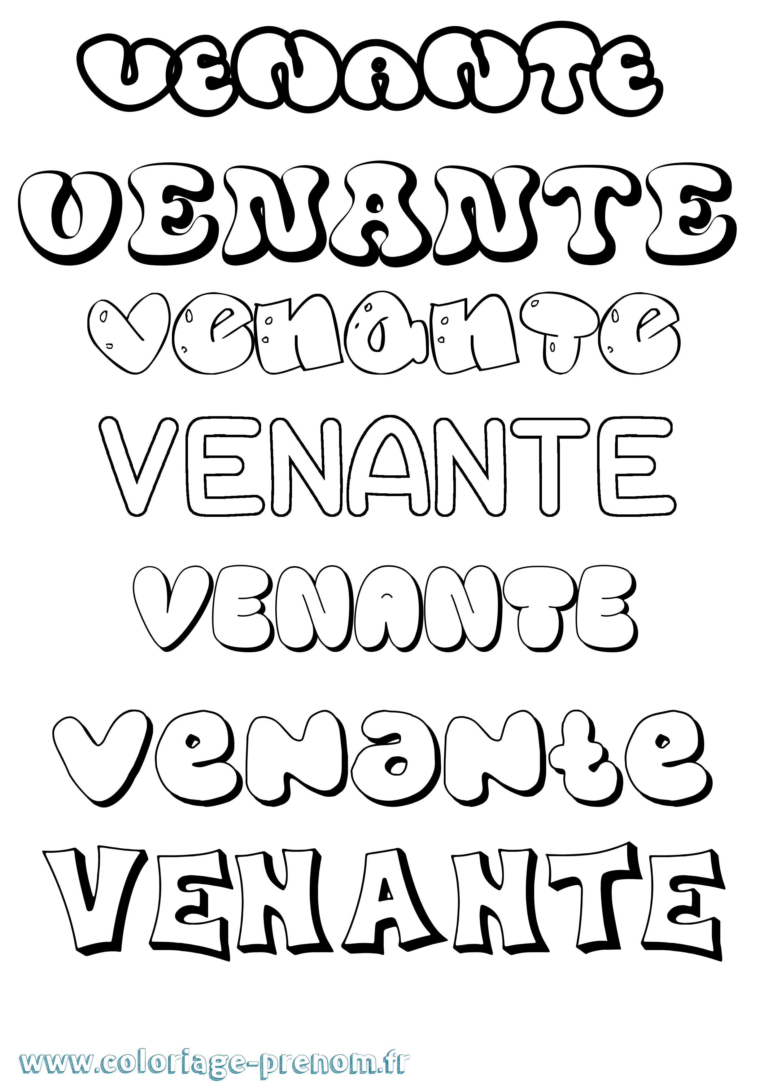 Coloriage Venante Bubble Coloriage prénom Venante Bubble