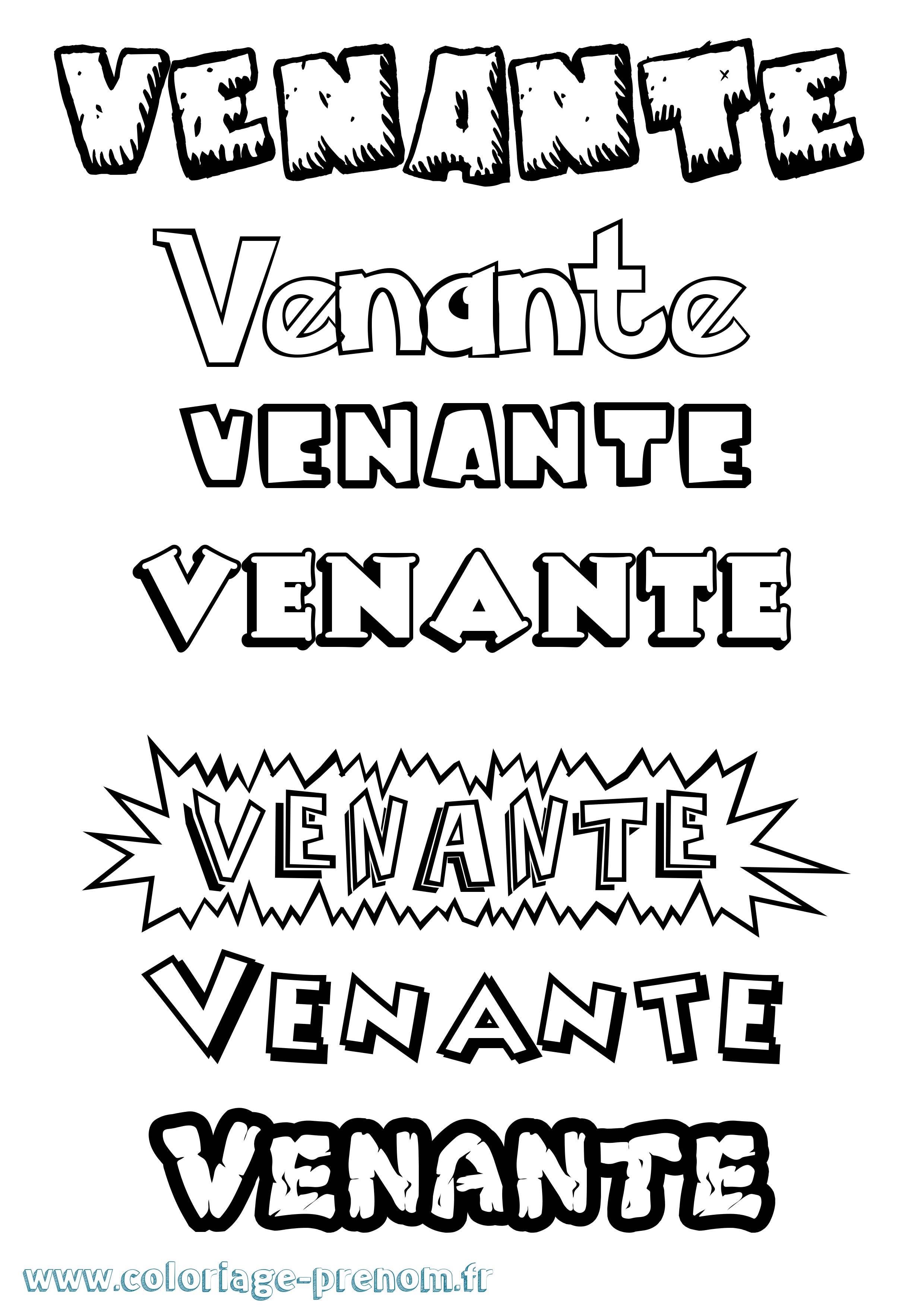Coloriage Venante Dessin Animé Coloriage prénom Venante Dessin Animé