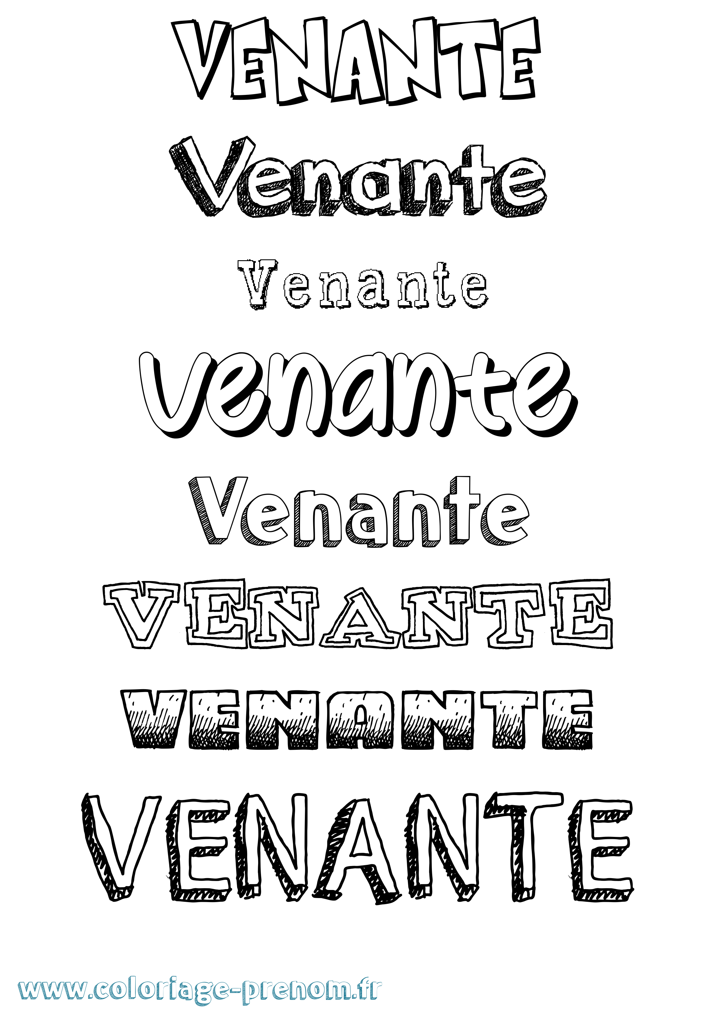 Coloriage Venante Dessiné Coloriage prénom Venante Dessiné