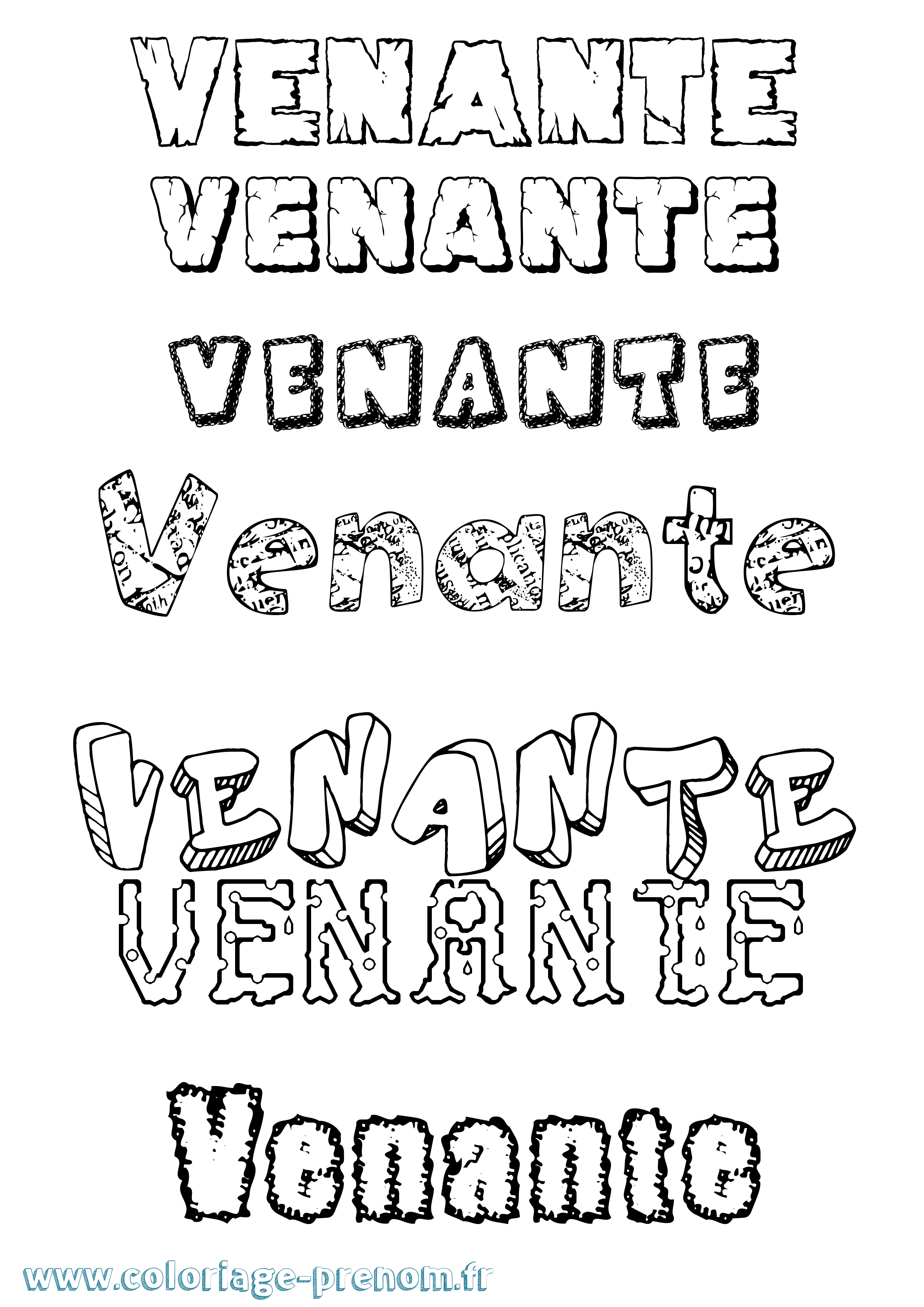 Coloriage Venante Destructuré Coloriage prénom Venante Destructuré