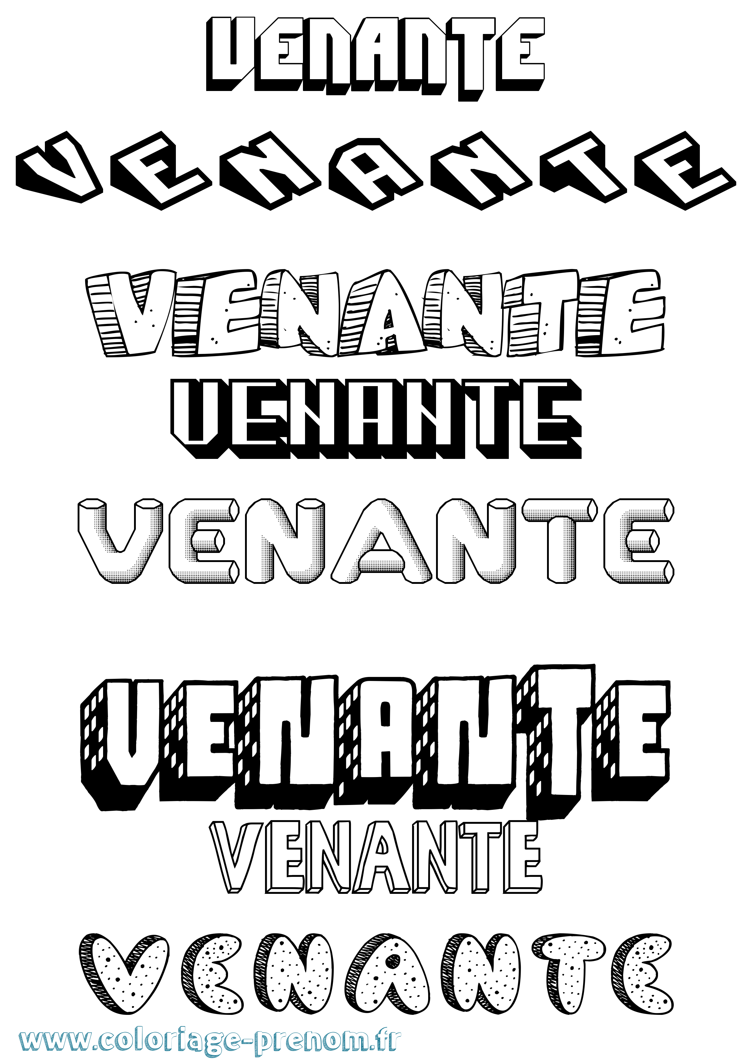 Coloriage Venante Effet 3D Coloriage prénom Venante Effet 3D