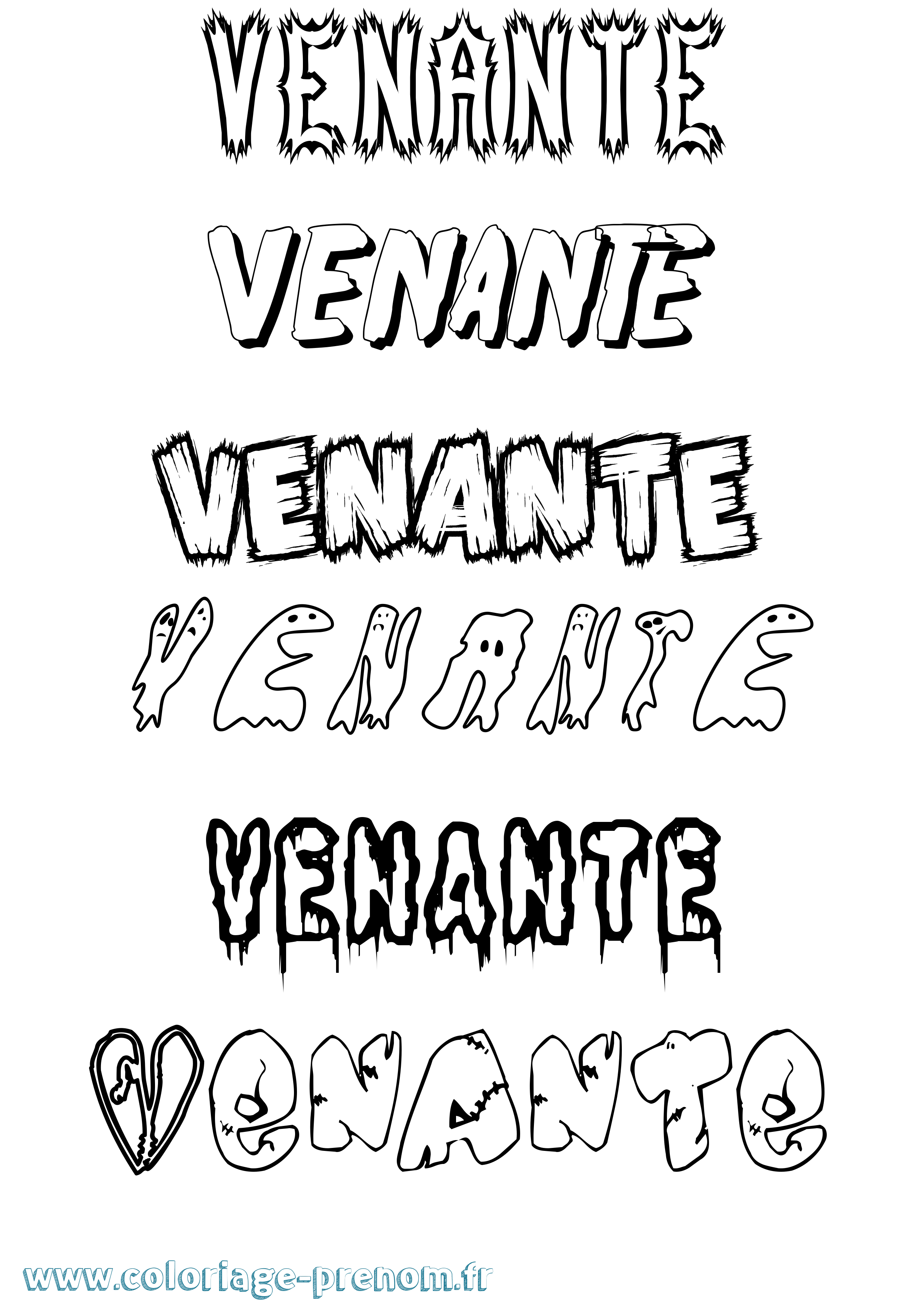 Coloriage Venante Frisson Coloriage prénom Venante Frisson
