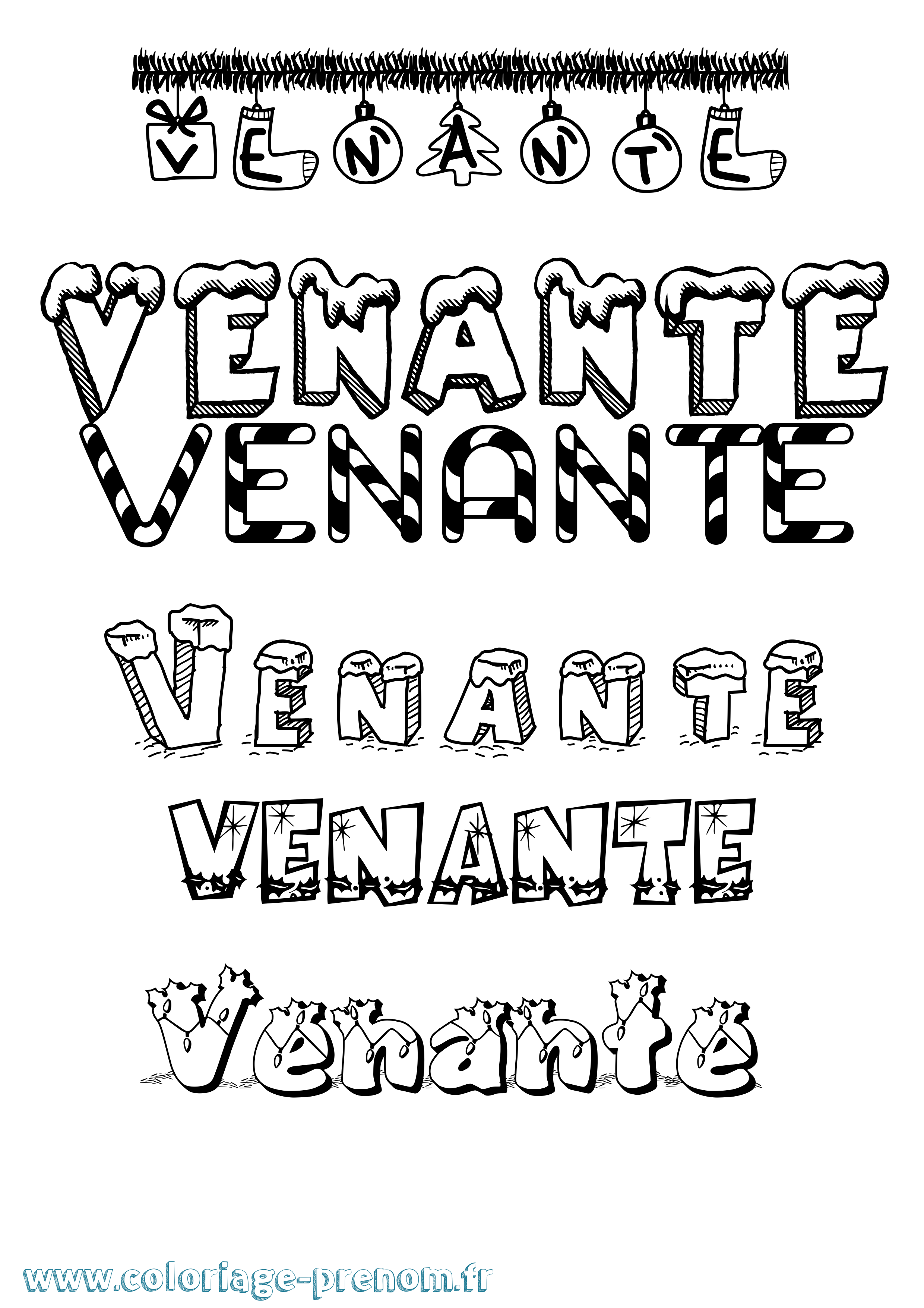Coloriage Venante Noël Coloriage prénom Venante Noël