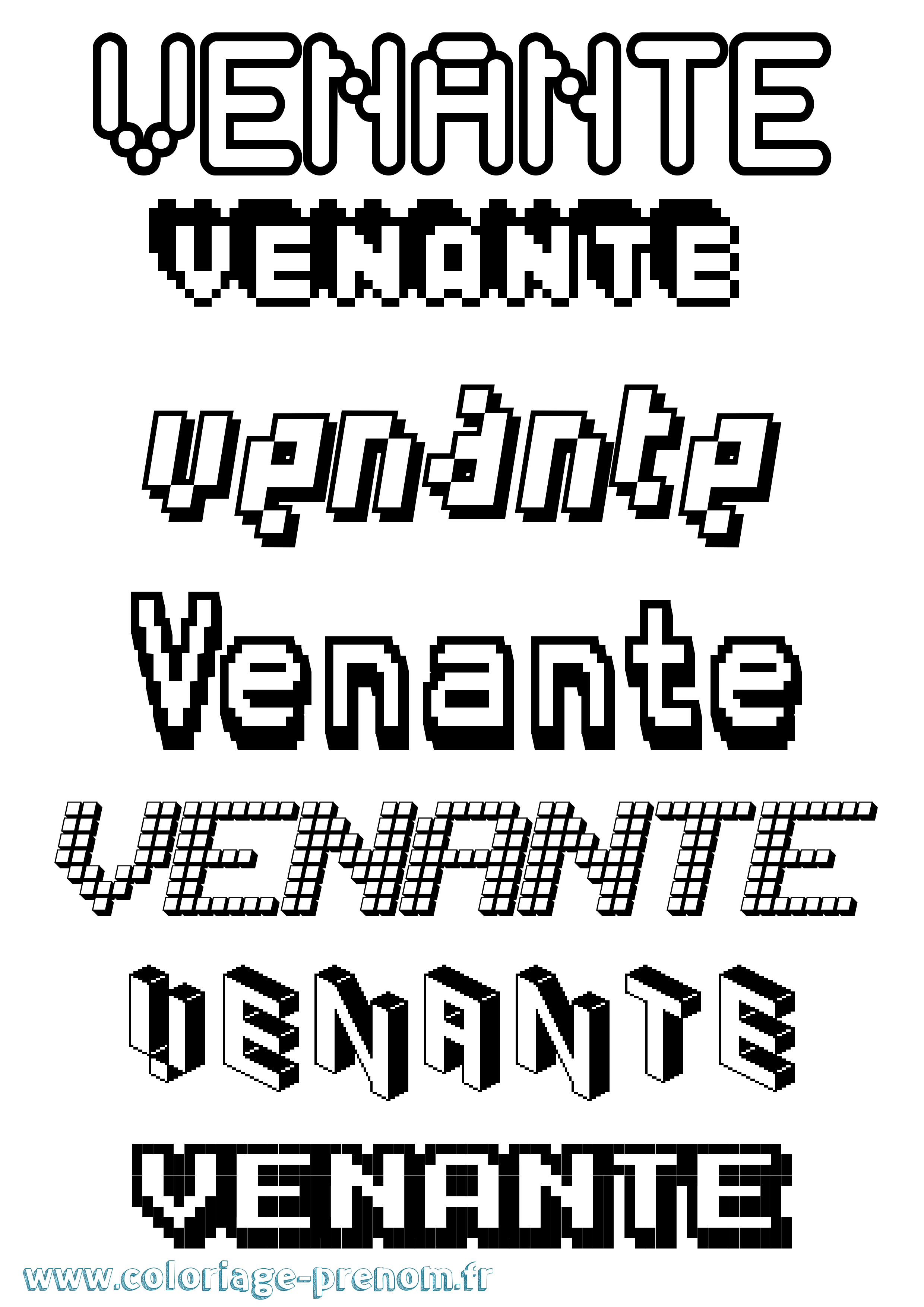 Coloriage Venante Pixel Coloriage prénom Venante Pixel