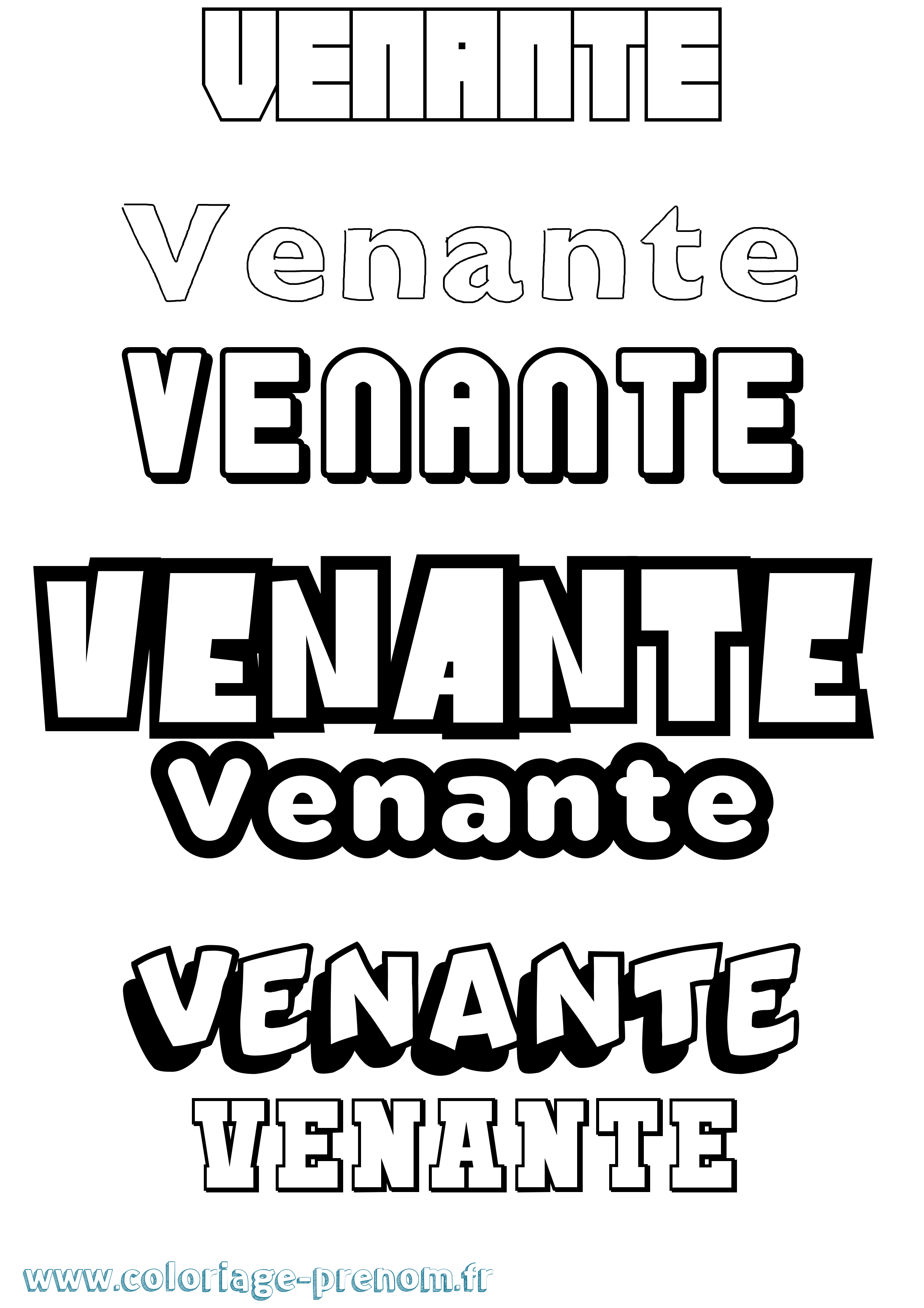 Coloriage Venante Simple Coloriage prénom Venante Simple