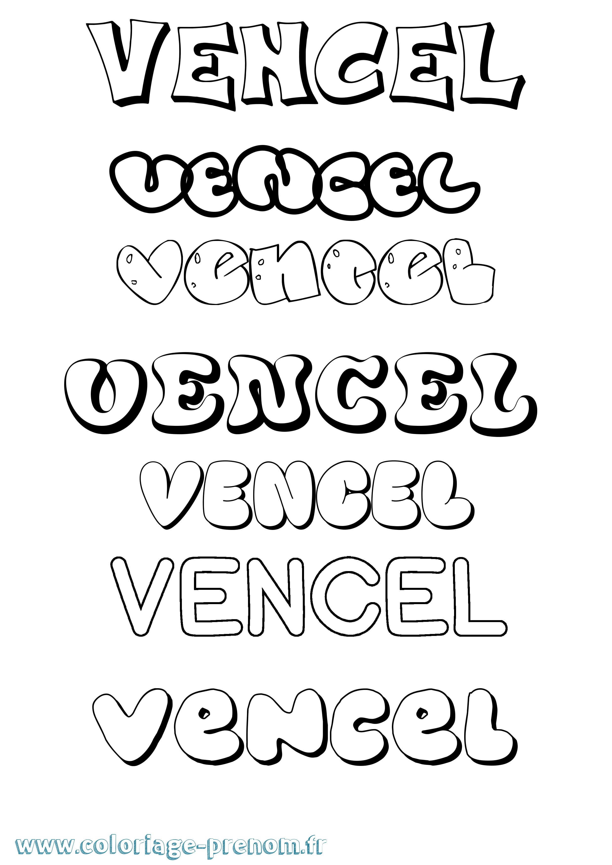 Coloriage Vencel Bubble Coloriage prénom Vencel Bubble