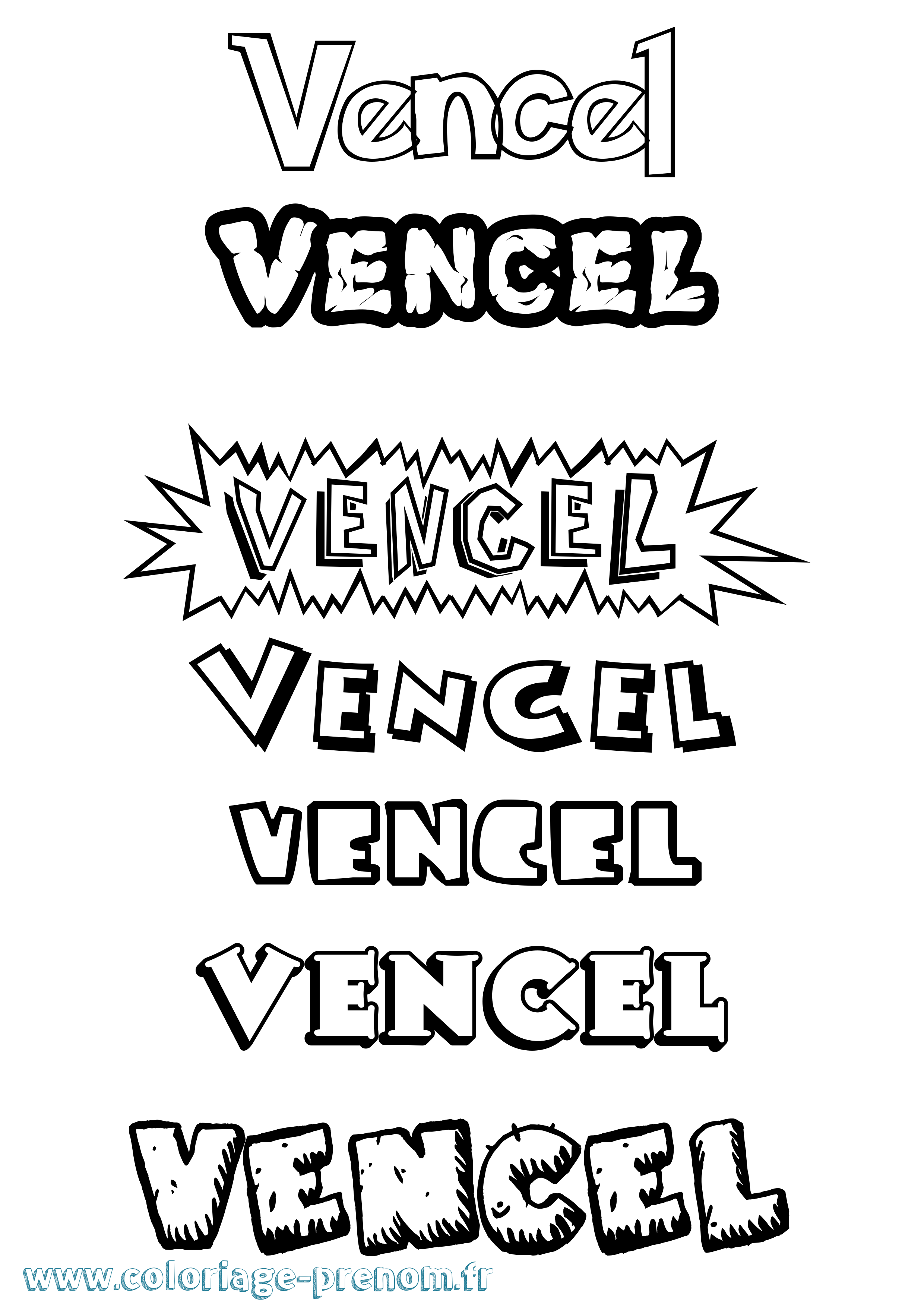 Coloriage Vencel Dessin Animé Coloriage prénom Vencel Dessin Animé