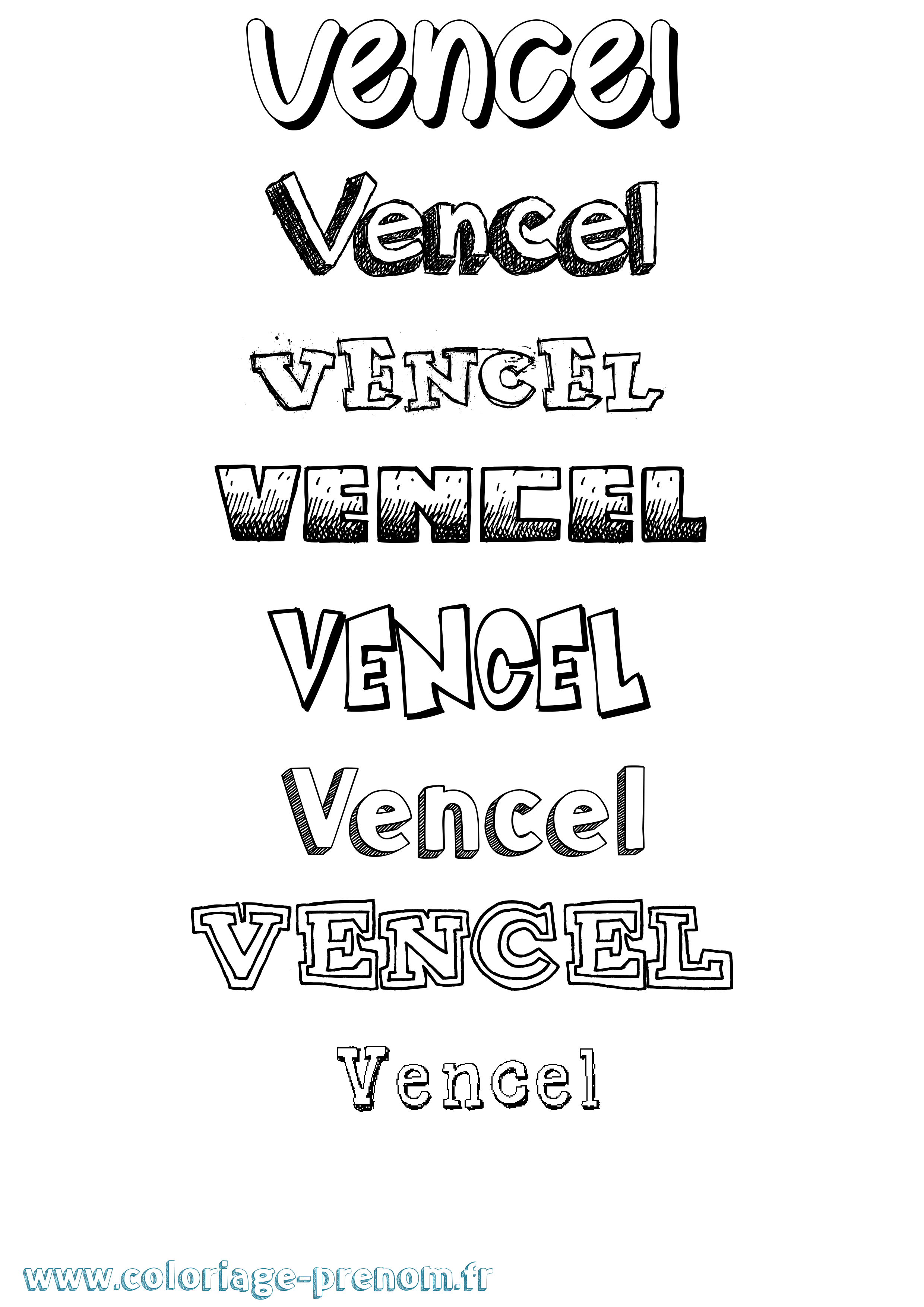 Coloriage Vencel Dessiné Coloriage prénom Vencel Dessiné