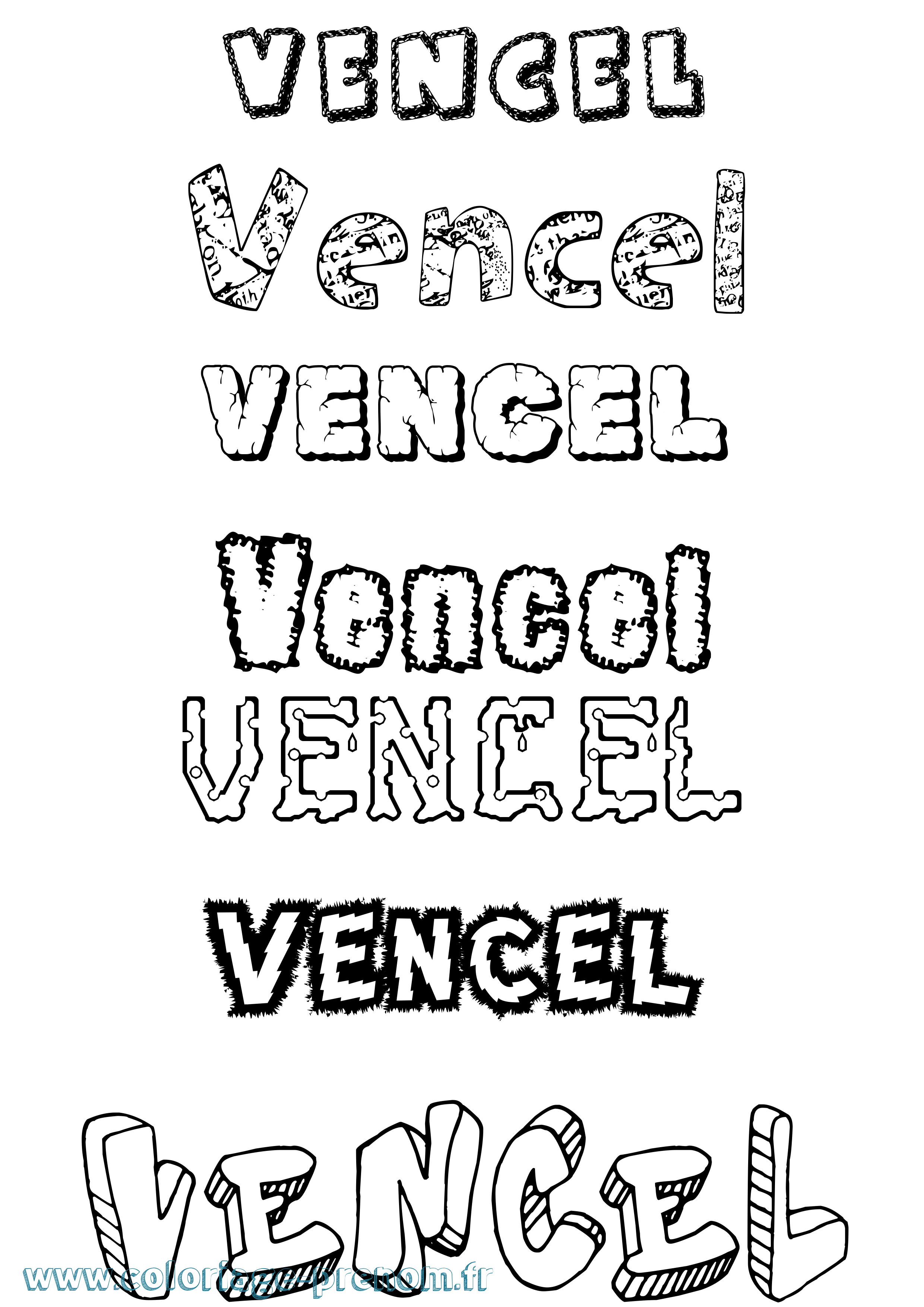 Coloriage Vencel Destructuré Coloriage prénom Vencel Destructuré