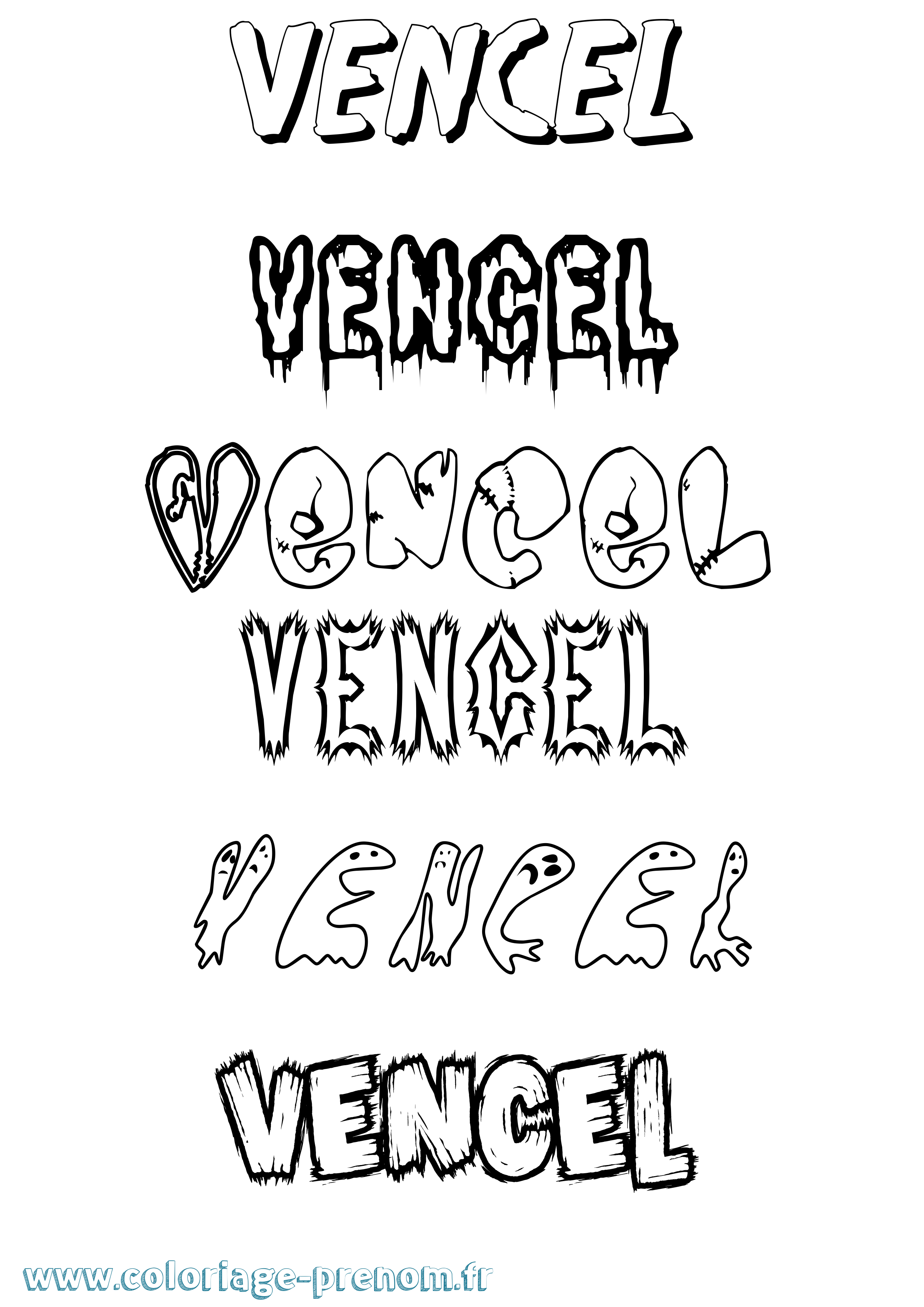 Coloriage Vencel Frisson Coloriage prénom Vencel Frisson