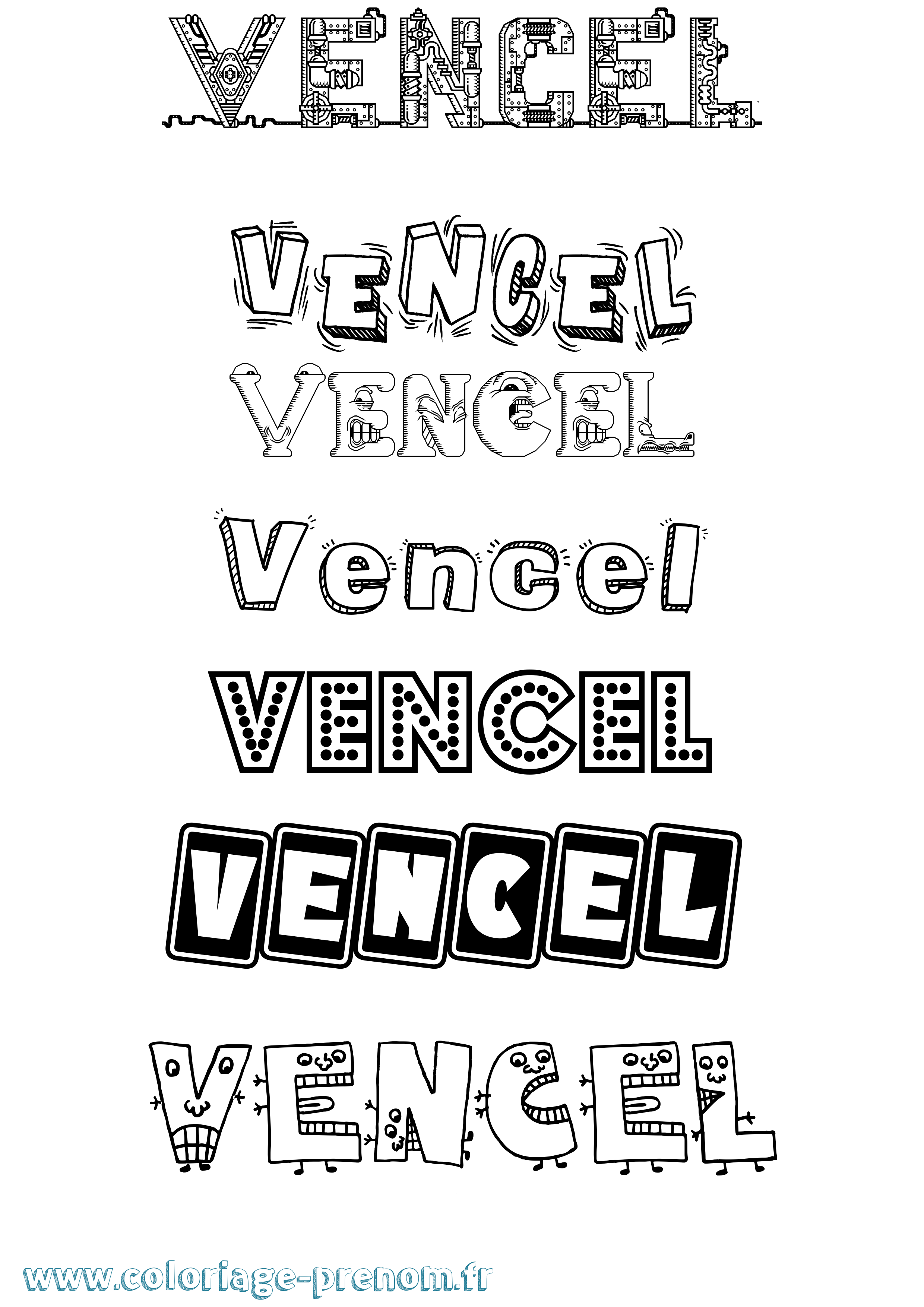 Coloriage Vencel Fun Coloriage prénom Vencel Fun