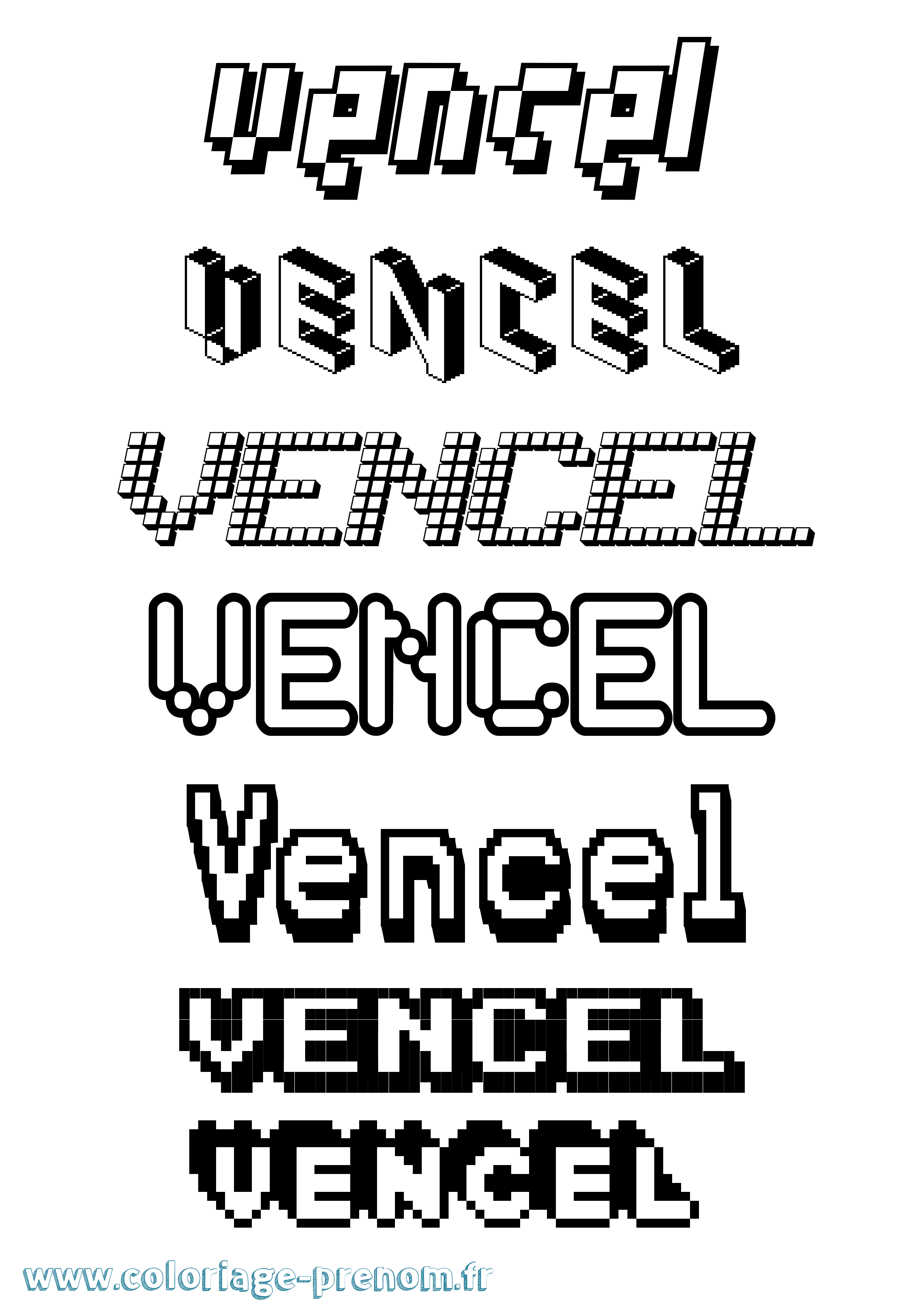 Coloriage Vencel Pixel Coloriage prénom Vencel Pixel