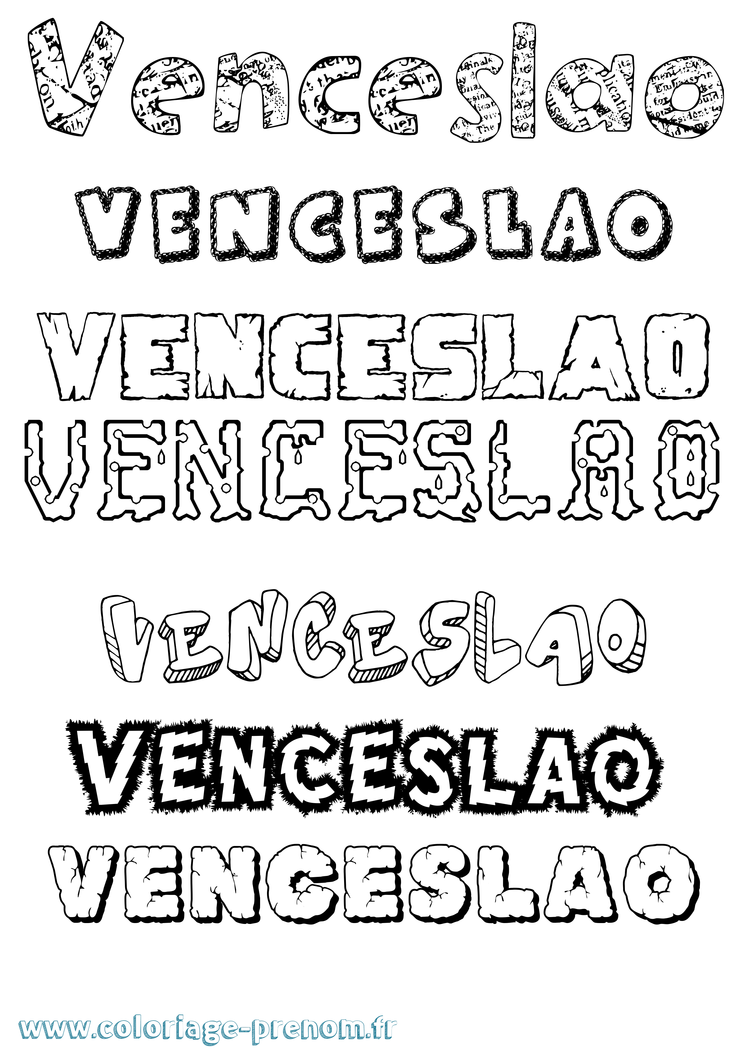 Coloriage prénom Venceslao Destructuré