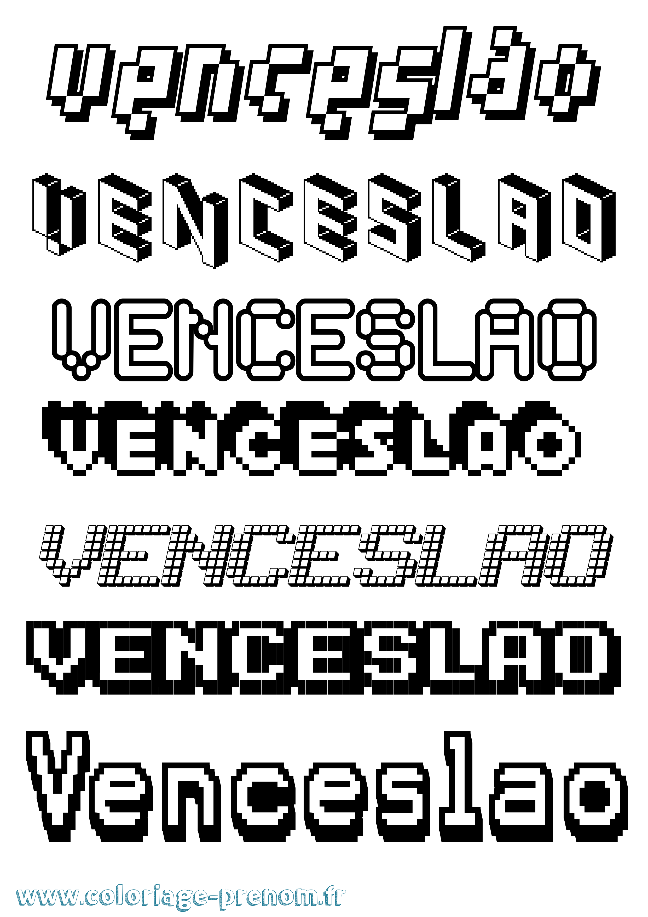 Coloriage prénom Venceslao Pixel