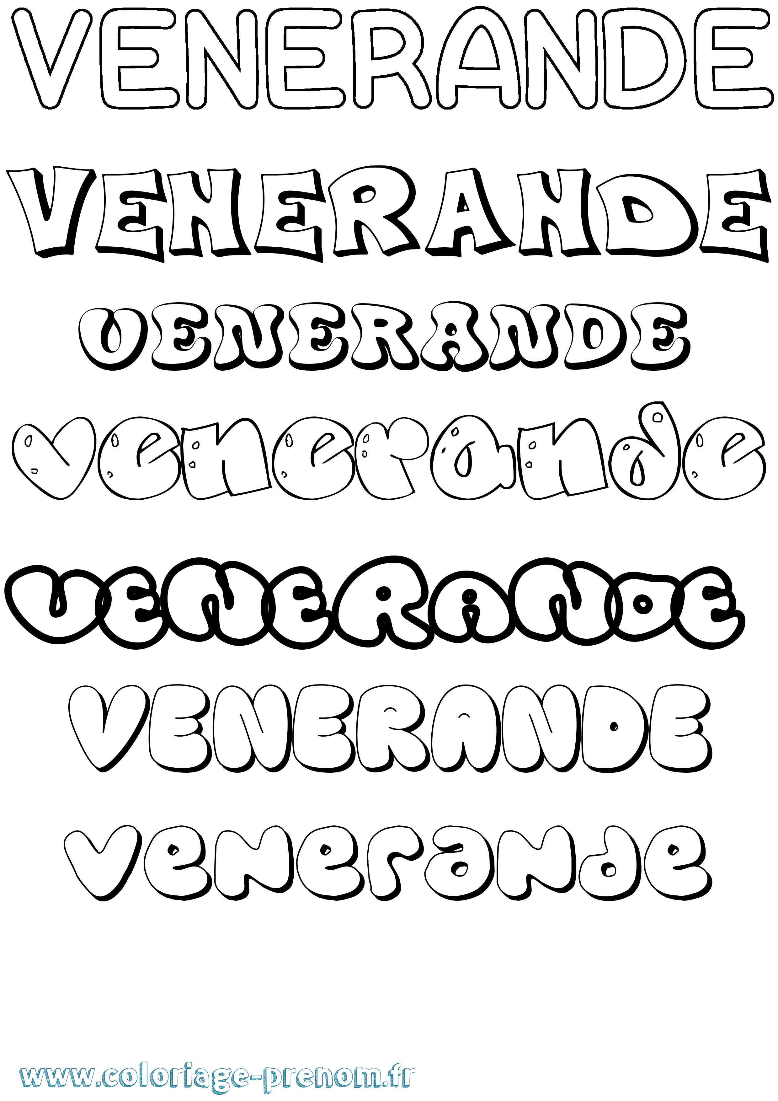 Coloriage Venerande Bubble Coloriage prénom Venerande Bubble