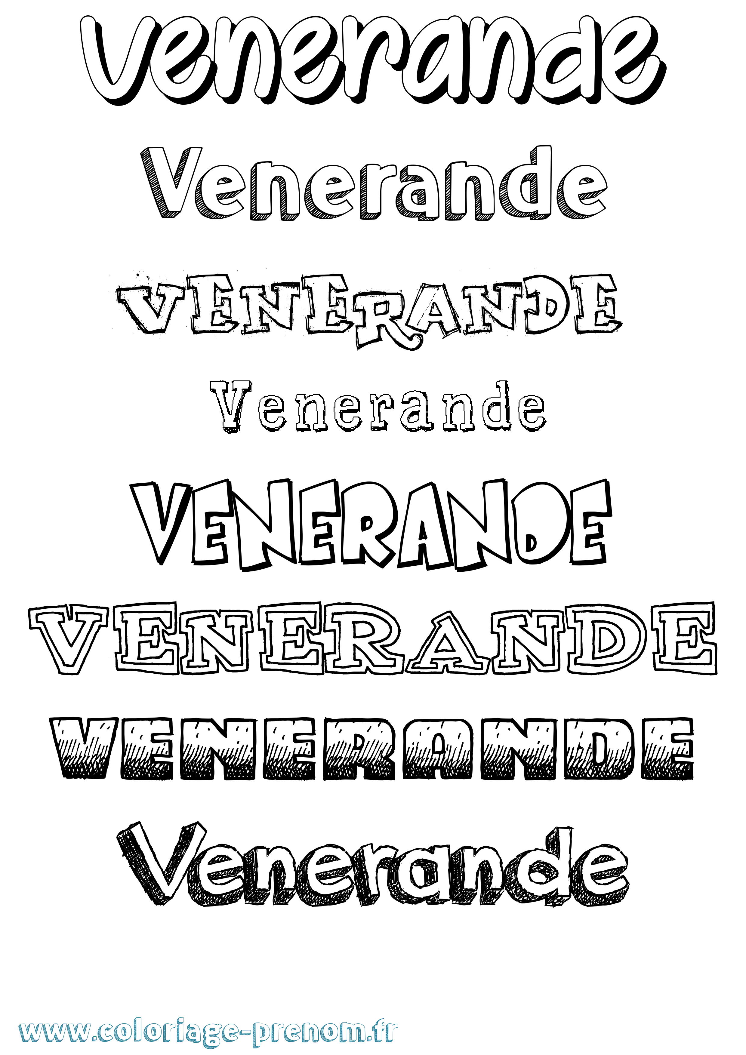 Coloriage Venerande Dessiné Coloriage prénom Venerande Dessiné