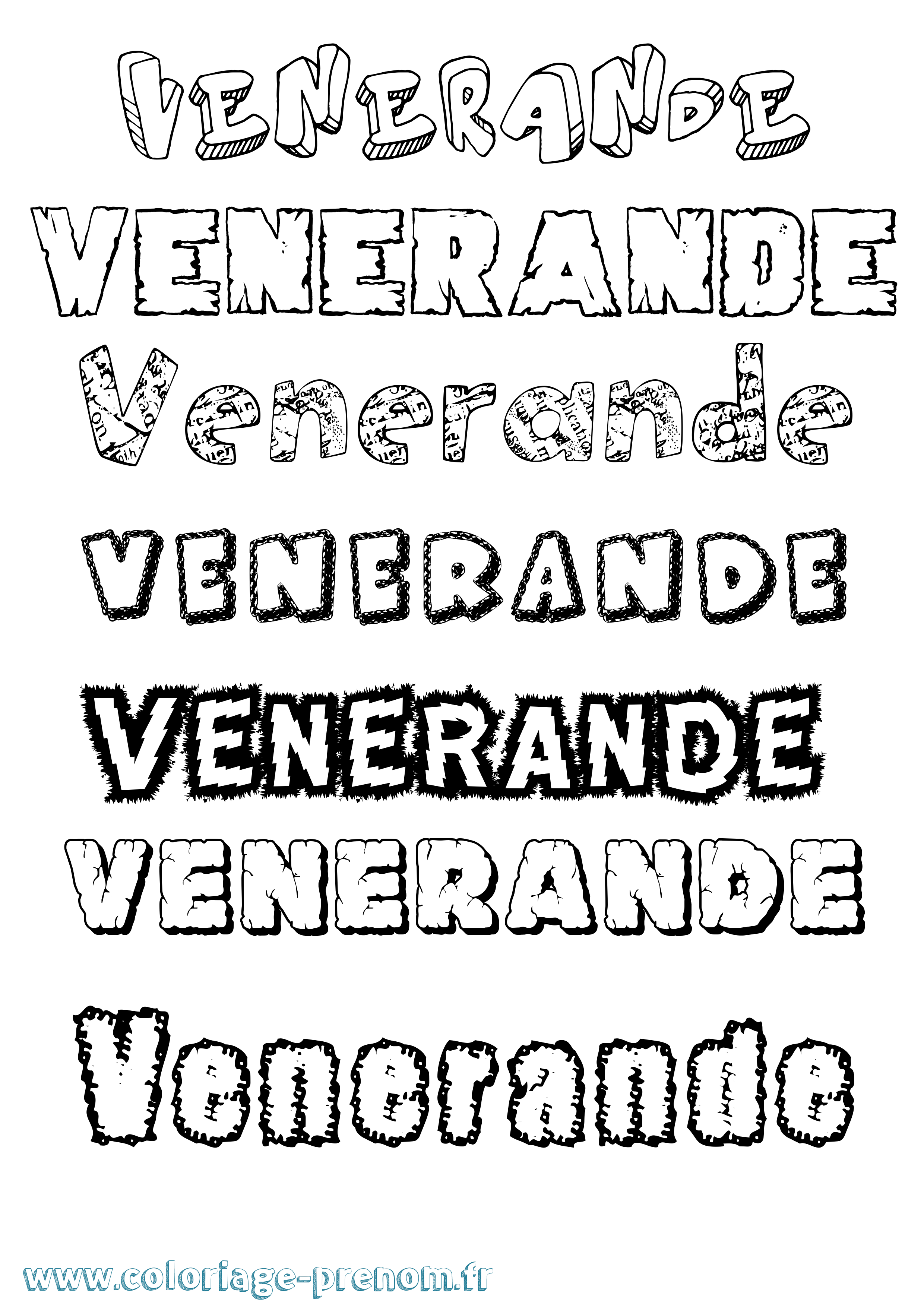 Coloriage Venerande Destructuré Coloriage prénom Venerande Destructuré
