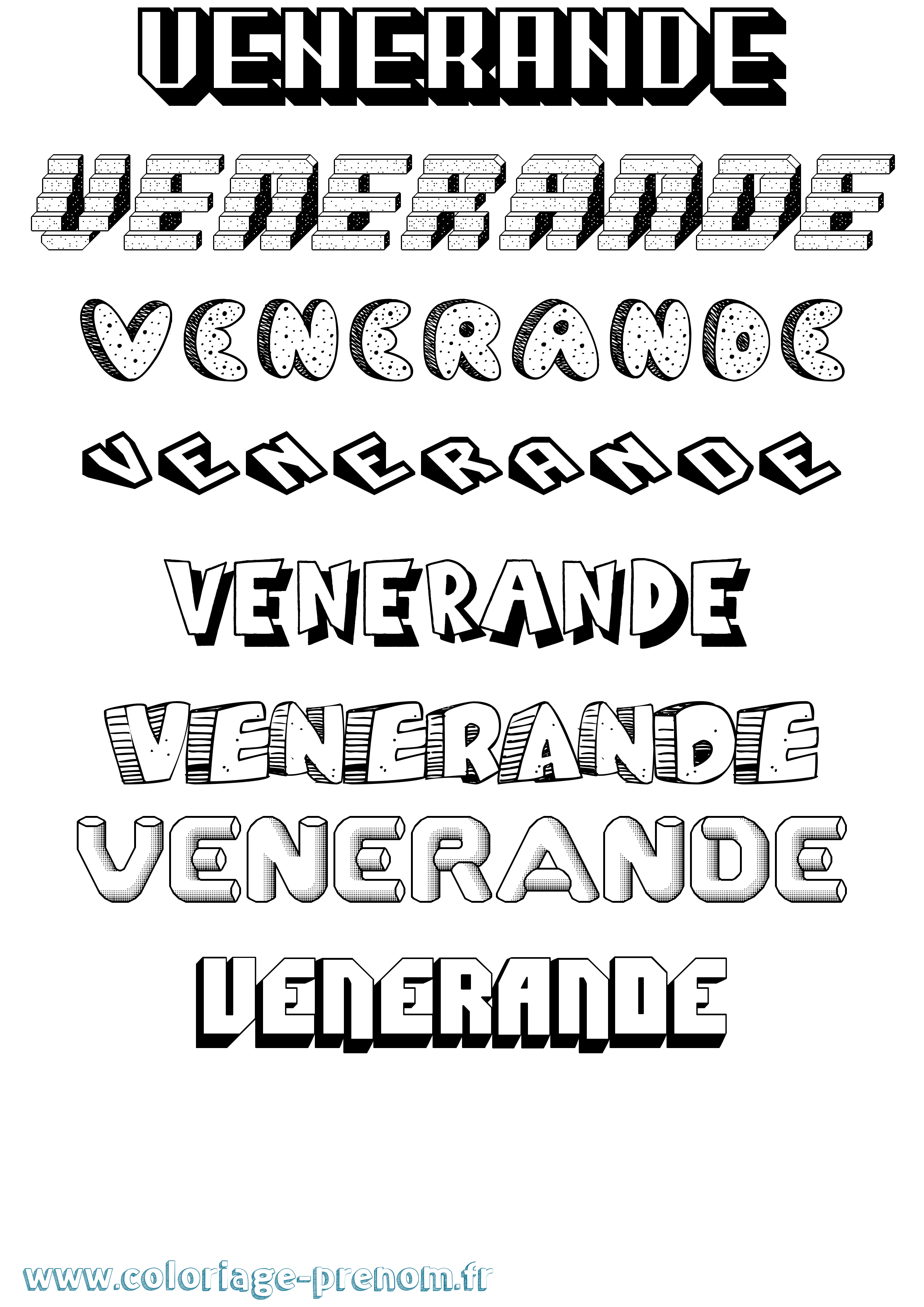 Coloriage Venerande Effet 3D Coloriage prénom Venerande Effet 3D