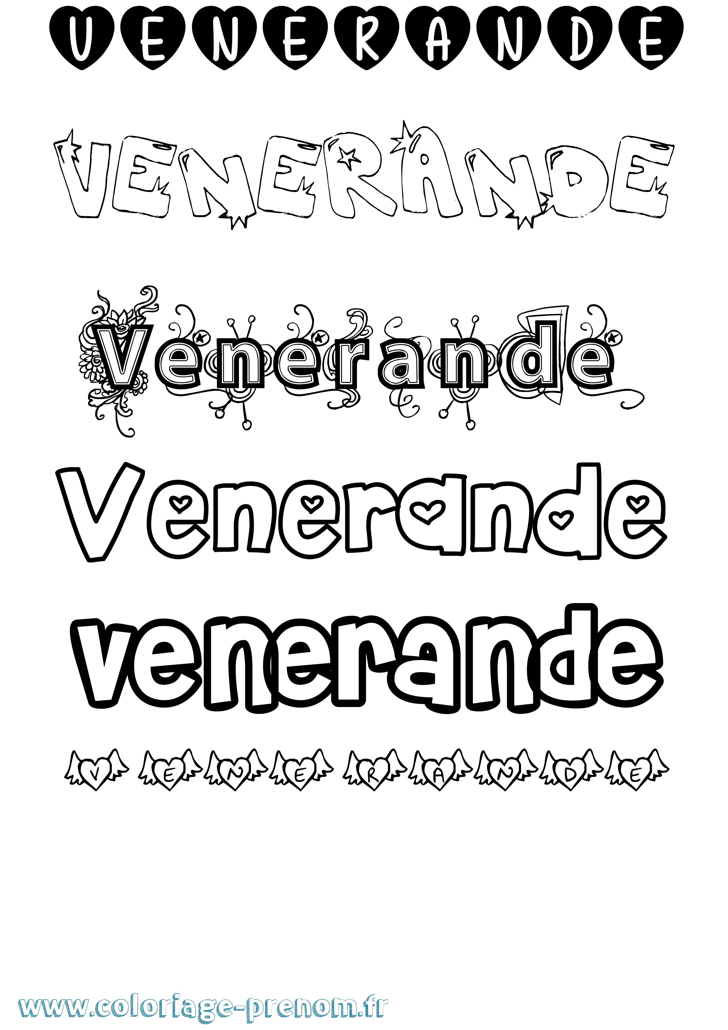 Coloriage Venerande Girly Coloriage prénom Venerande Girly