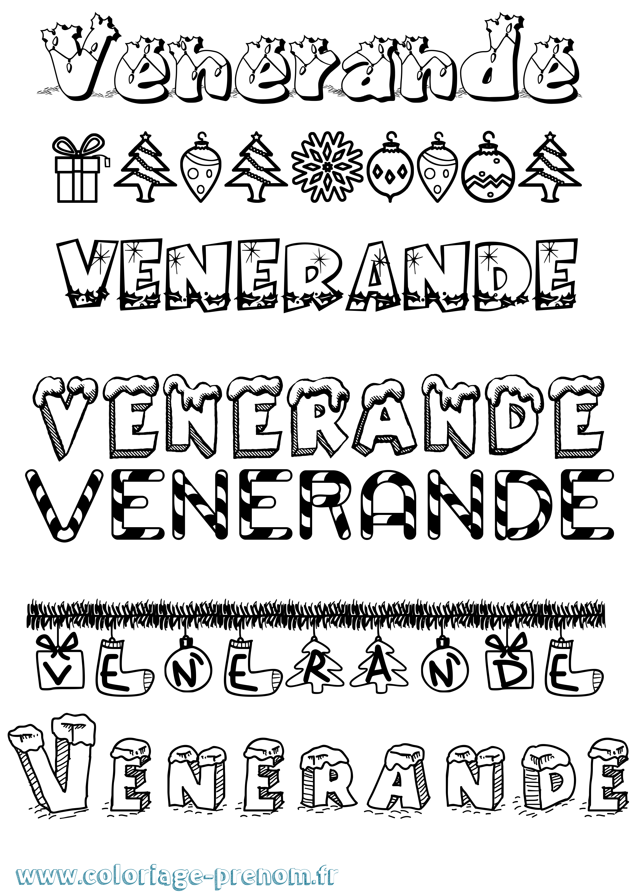 Coloriage Venerande Noël Coloriage prénom Venerande Noël