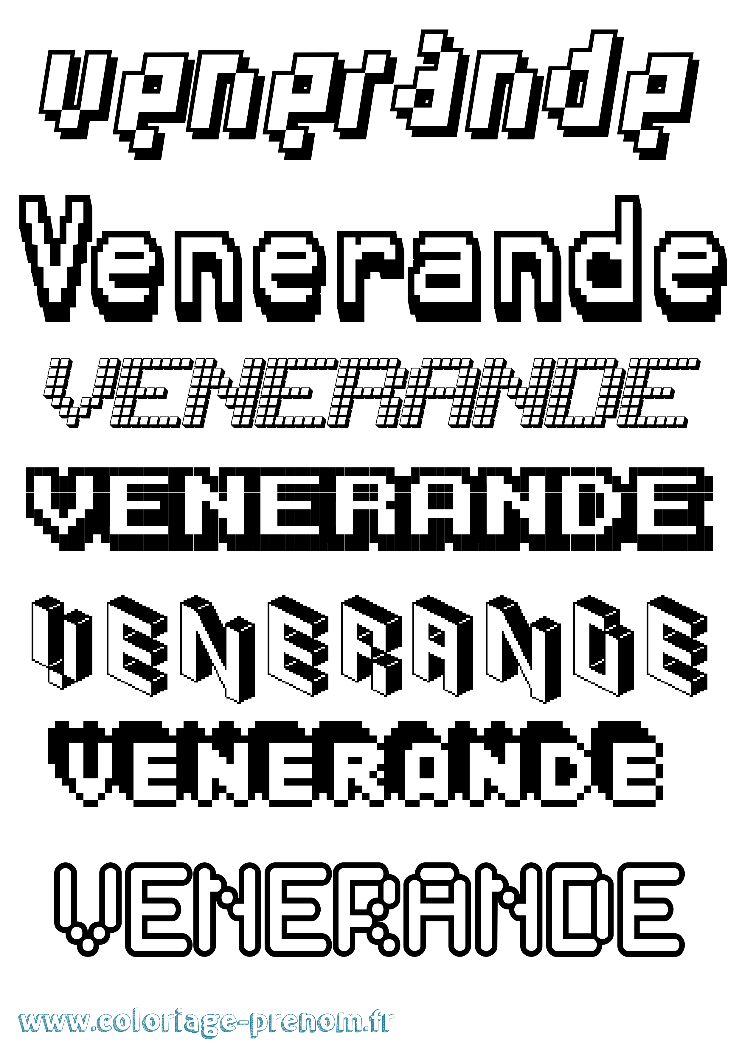Coloriage Venerande Pixel Coloriage prénom Venerande Pixel