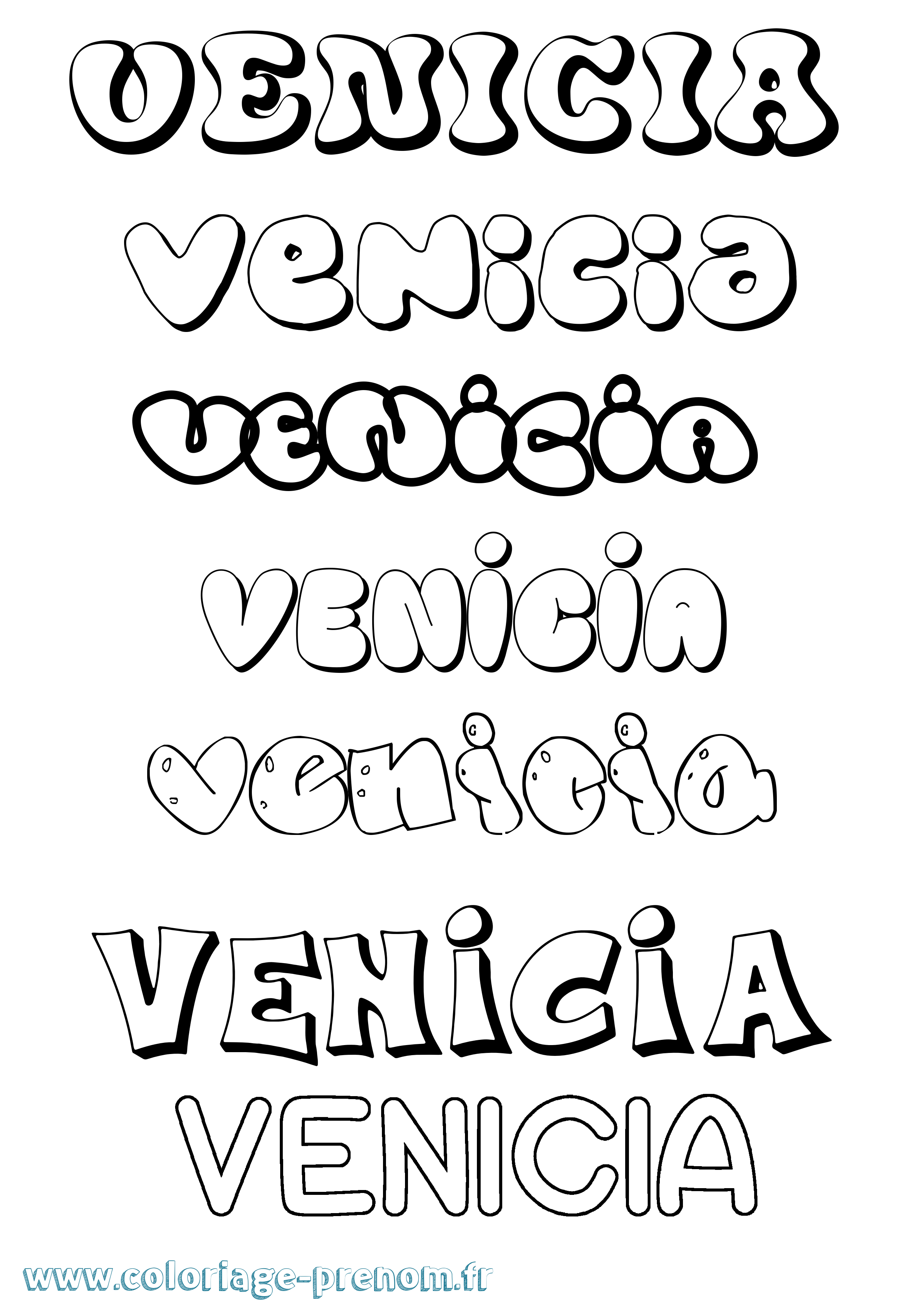 Coloriage Venicia Bubble Coloriage prénom Venicia Bubble